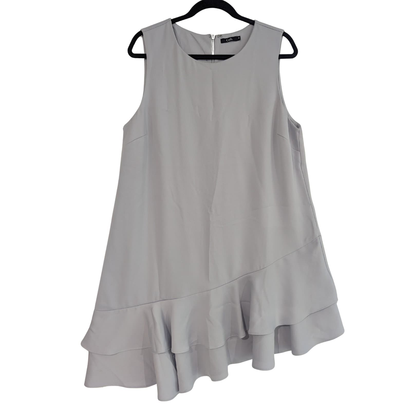 Calli Dress Plus Size Aus 16 US 12 Grey Sleeveless Ruffle Hem Mini Shift Layered — photo 2 of 9