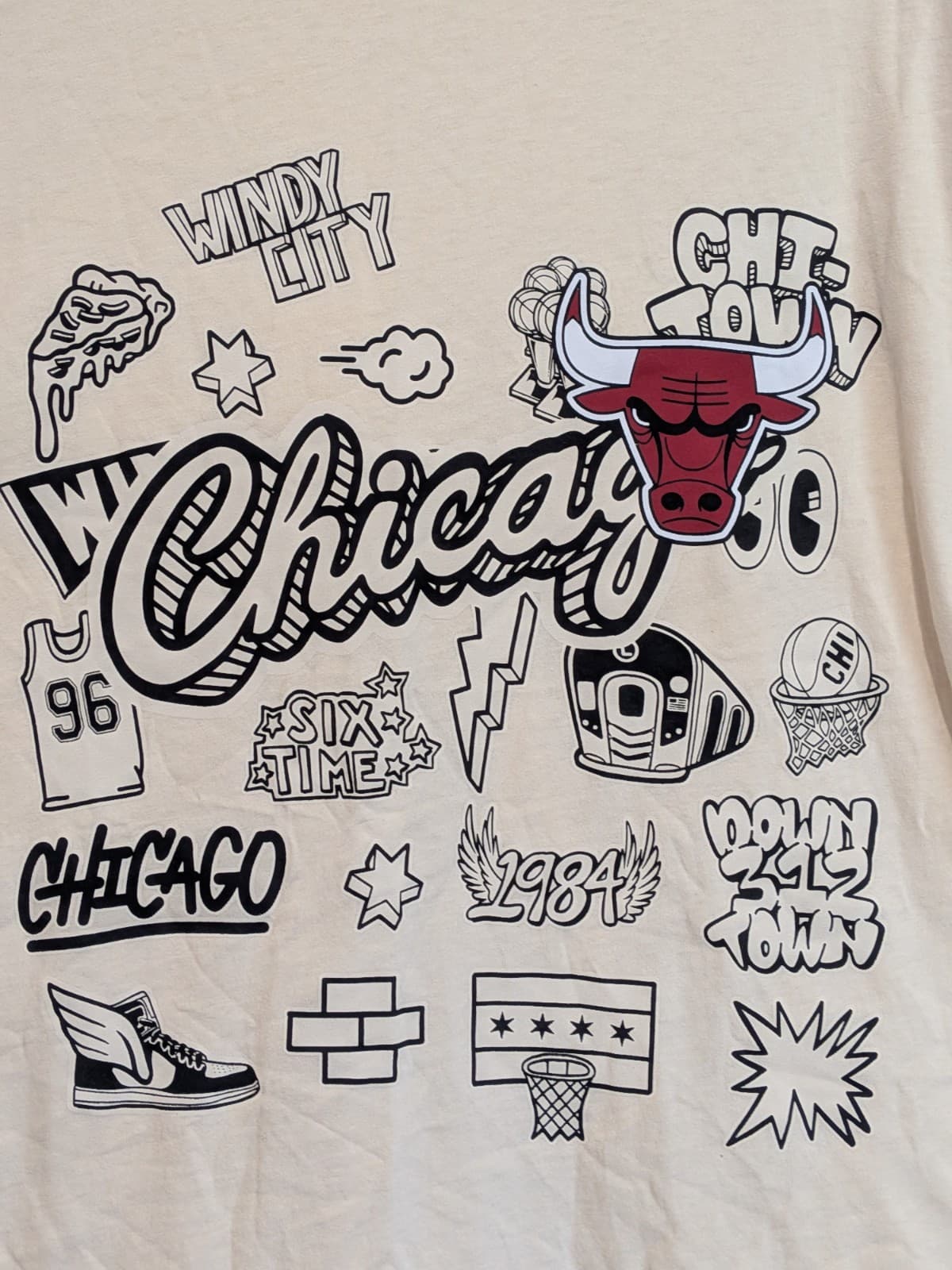Mitchell Ness Chicago Bulls Graphic T Shirt Large Cream NBA Basketball — photo 4 of 8