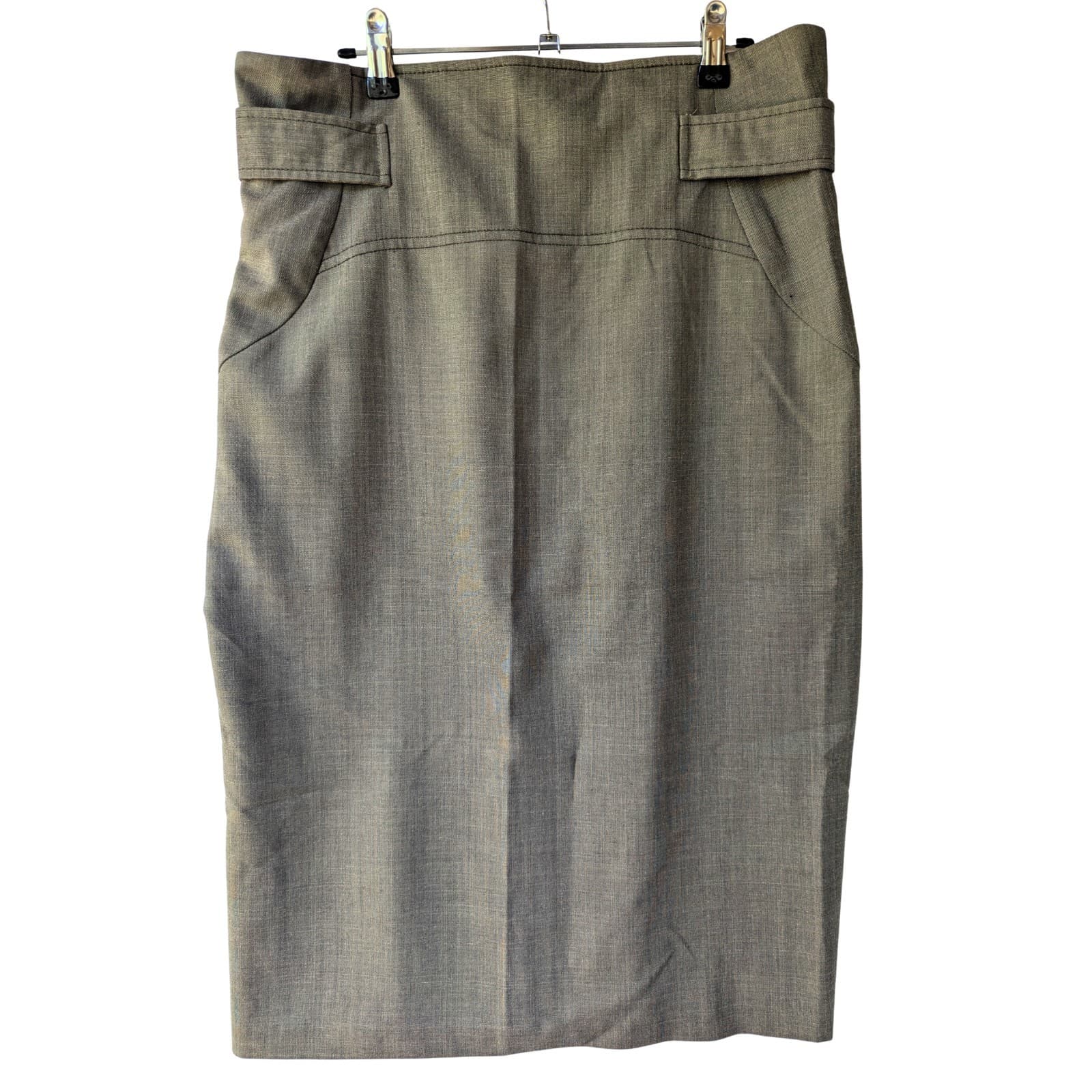 Cue Skirt Size Aus 14 Us 10 Grey Wool Blend Pleated Work Corporate Pencil — photo 3 of 13