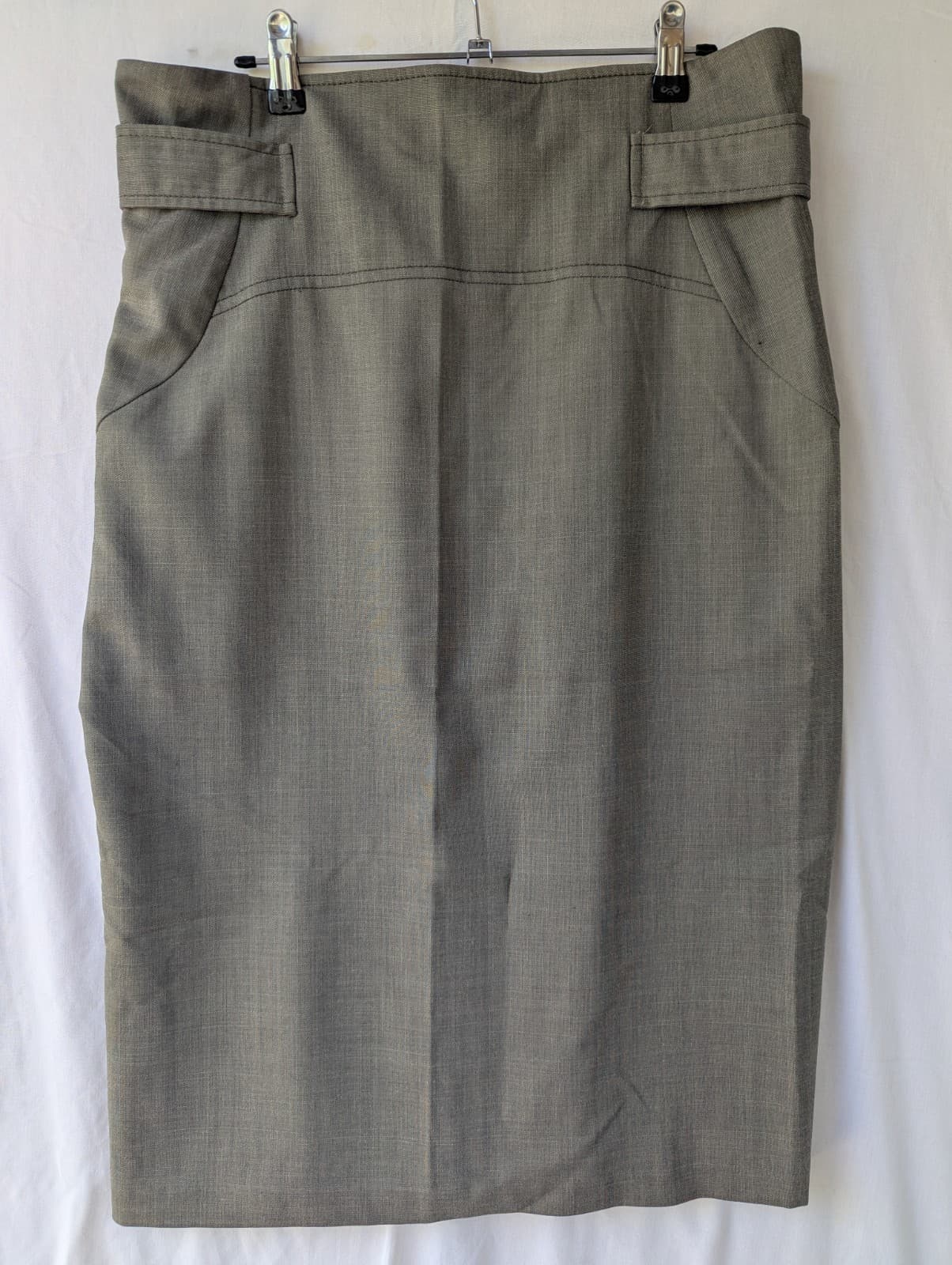 Cue Skirt Size Aus 14 Us 10 Grey Wool Blend Pleated Work Corporate Pencil — photo 4 of 13