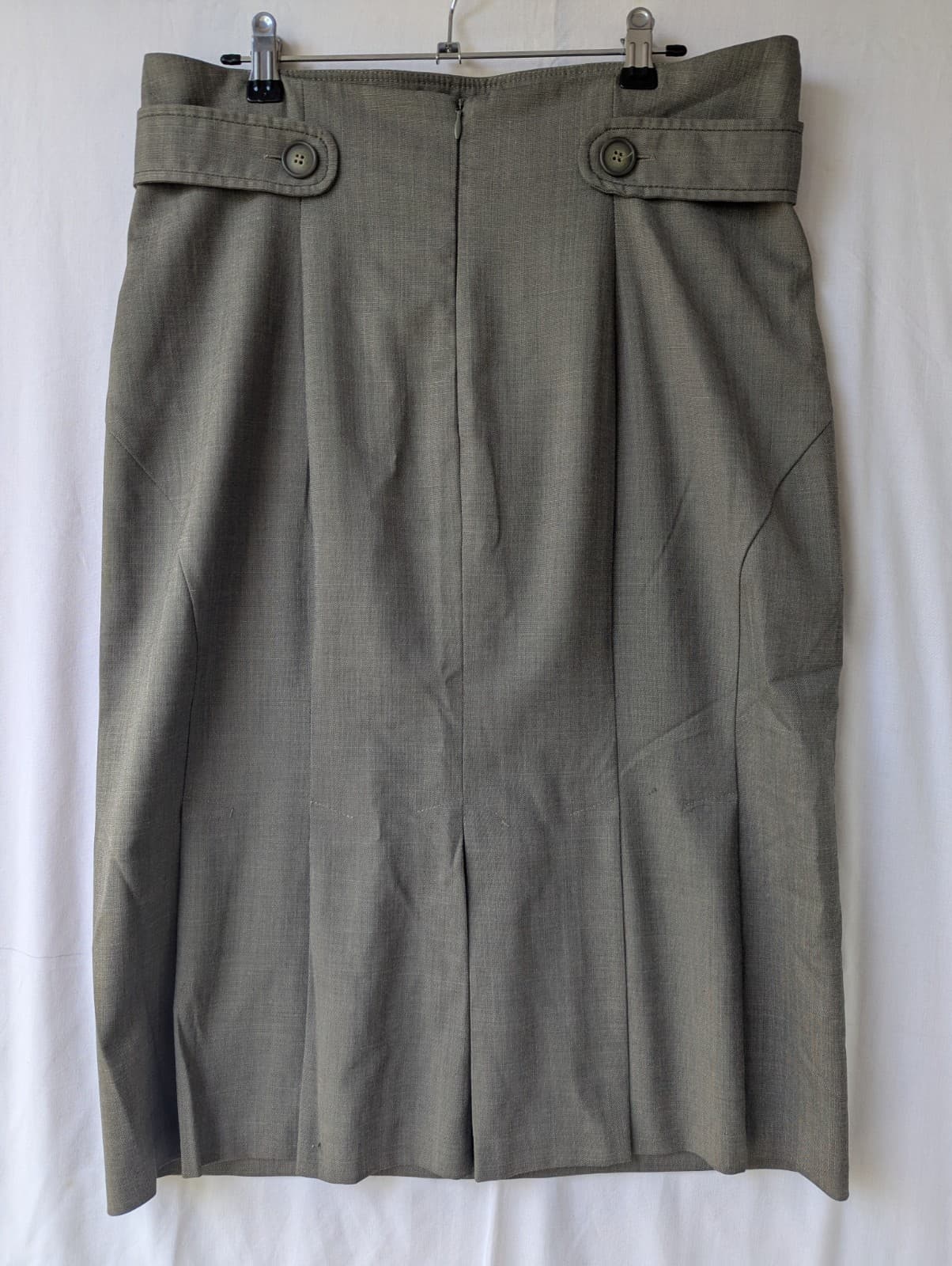Cue Skirt Size Aus 14 Us 10 Grey Wool Blend Pleated Work Corporate Pencil — photo 8 of 13