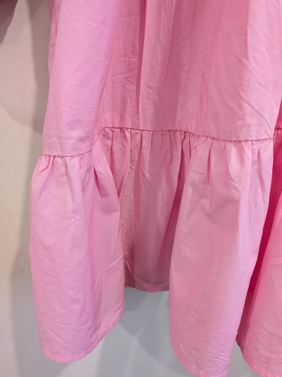 Country Road Pleated Pink Cotton Mini Dress Shirred Back Long Sleeve Size 16... — photo 4 of 15