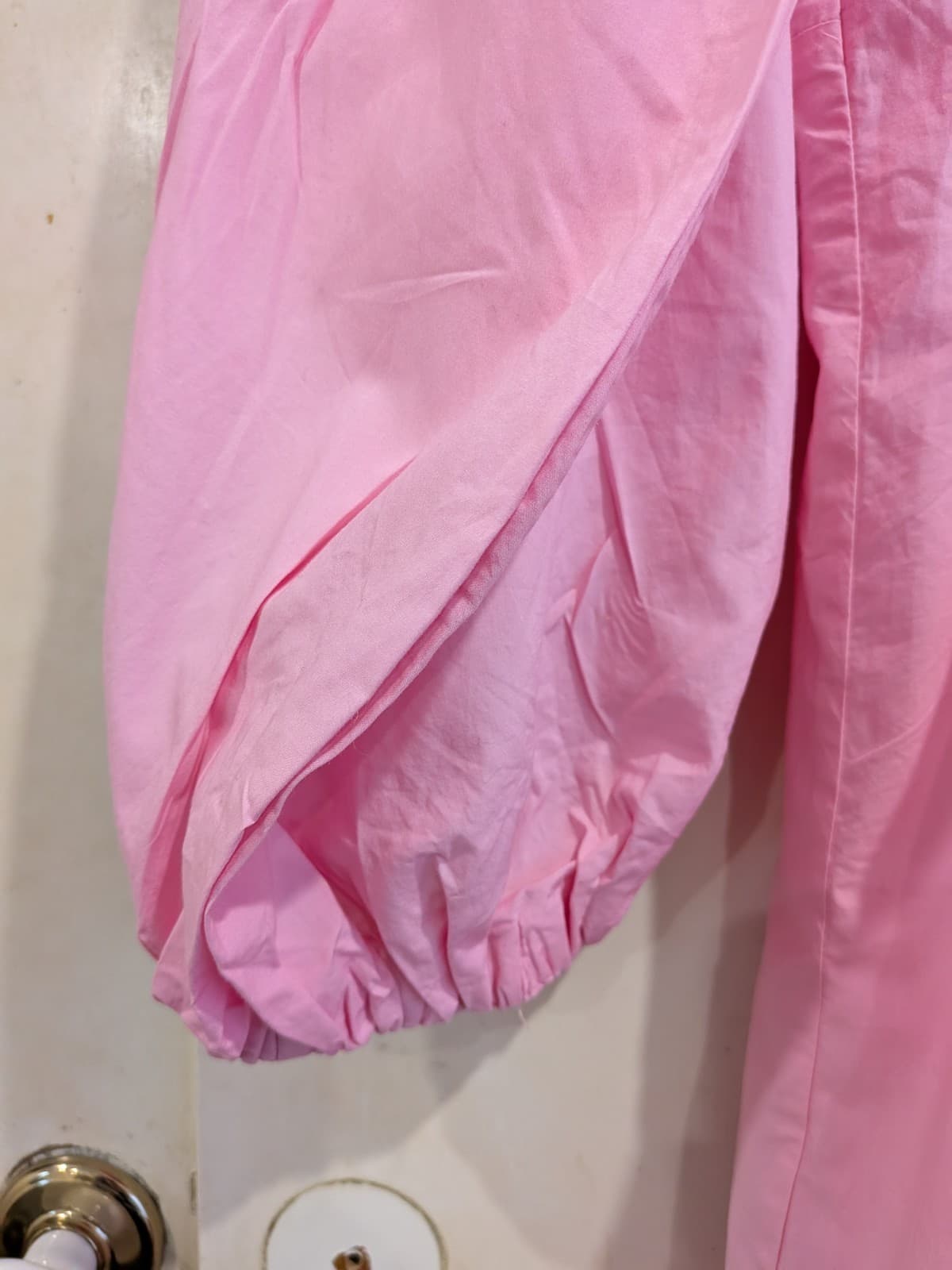 Country Road Pleated Pink Cotton Mini Dress Shirred Back Long Sleeve Size 16... — photo 5 of 15