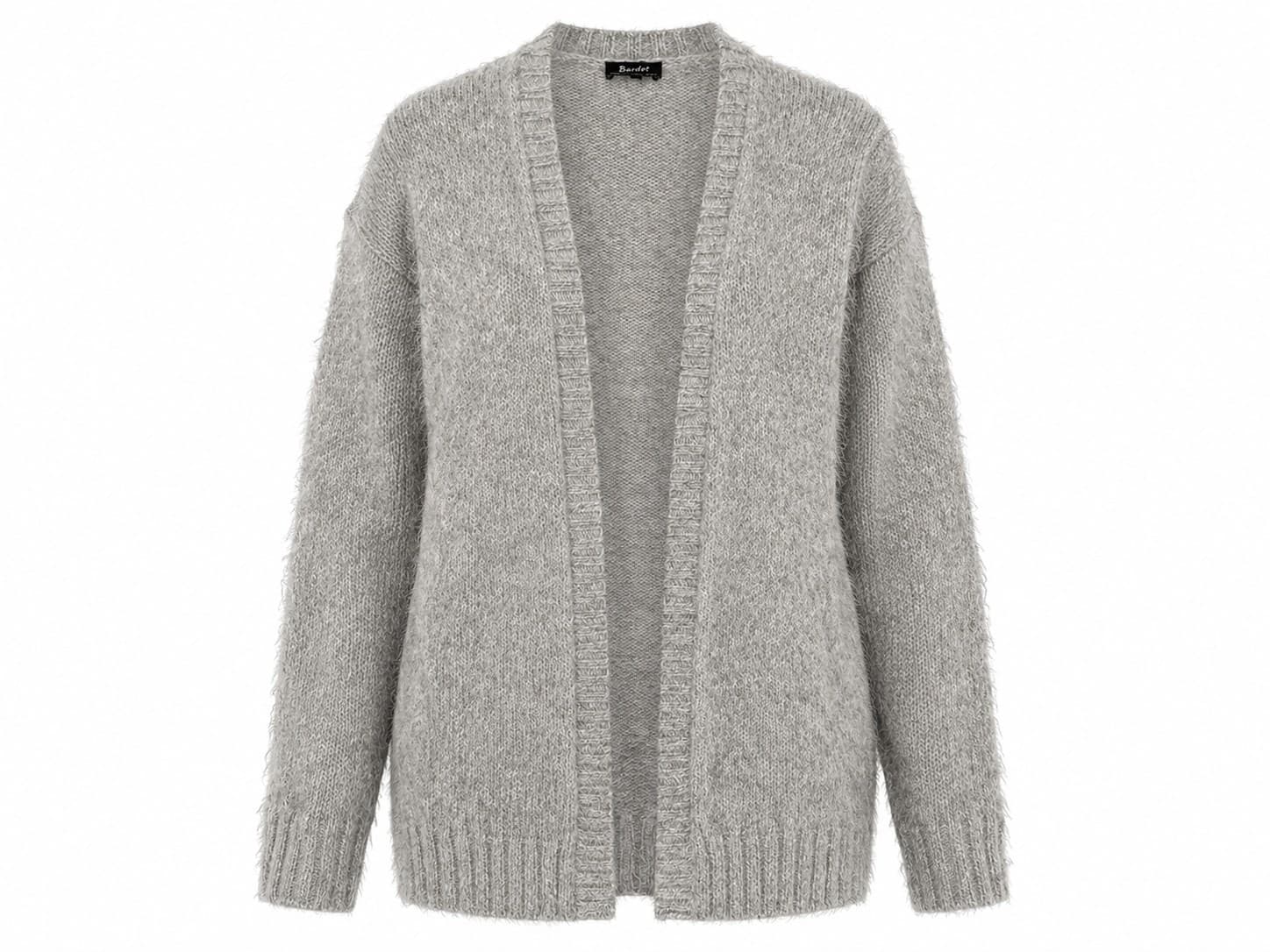 Bardot Cardigan Knit Grey Fluffy Soft Longline Open Front Size AUS 10 US 6 — photo 2 of 10