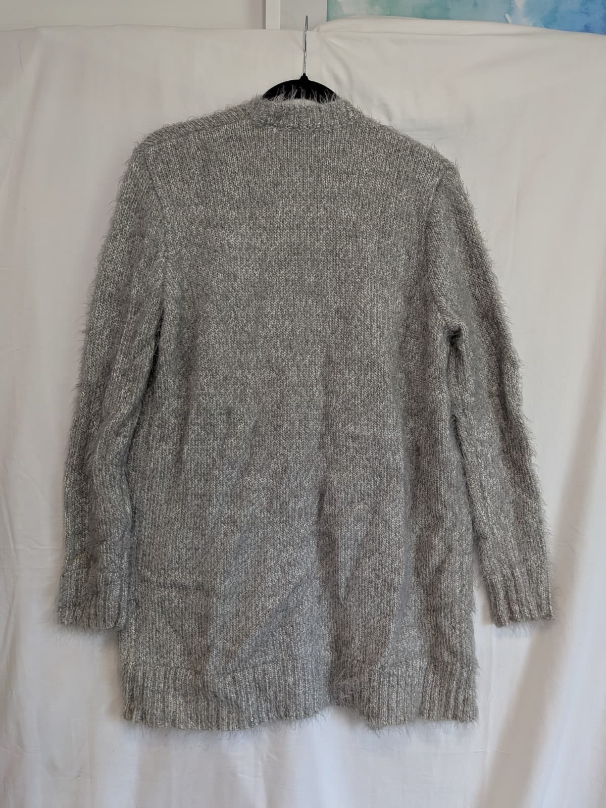 Bardot Cardigan Knit Grey Fluffy Soft Longline Open Front Size AUS 10 US 6 — photo 9 of 10