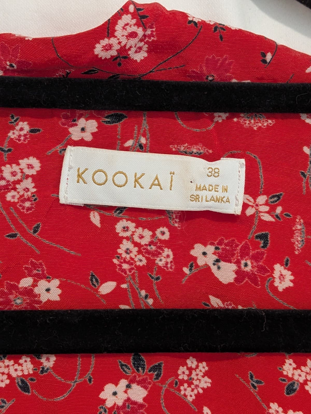 Kookai Crop Top Size 38 AU 10 Red Floral Wrap Ruffle Long Sleeve Boho Blouse — photo 5 of 9
