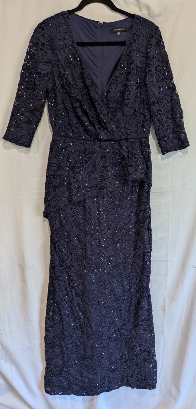 Liz Jordan Dress Size 10 AU 6 US Navy Sequin Lace Wrap Evening Cocktail Formal — photo 3 of 10