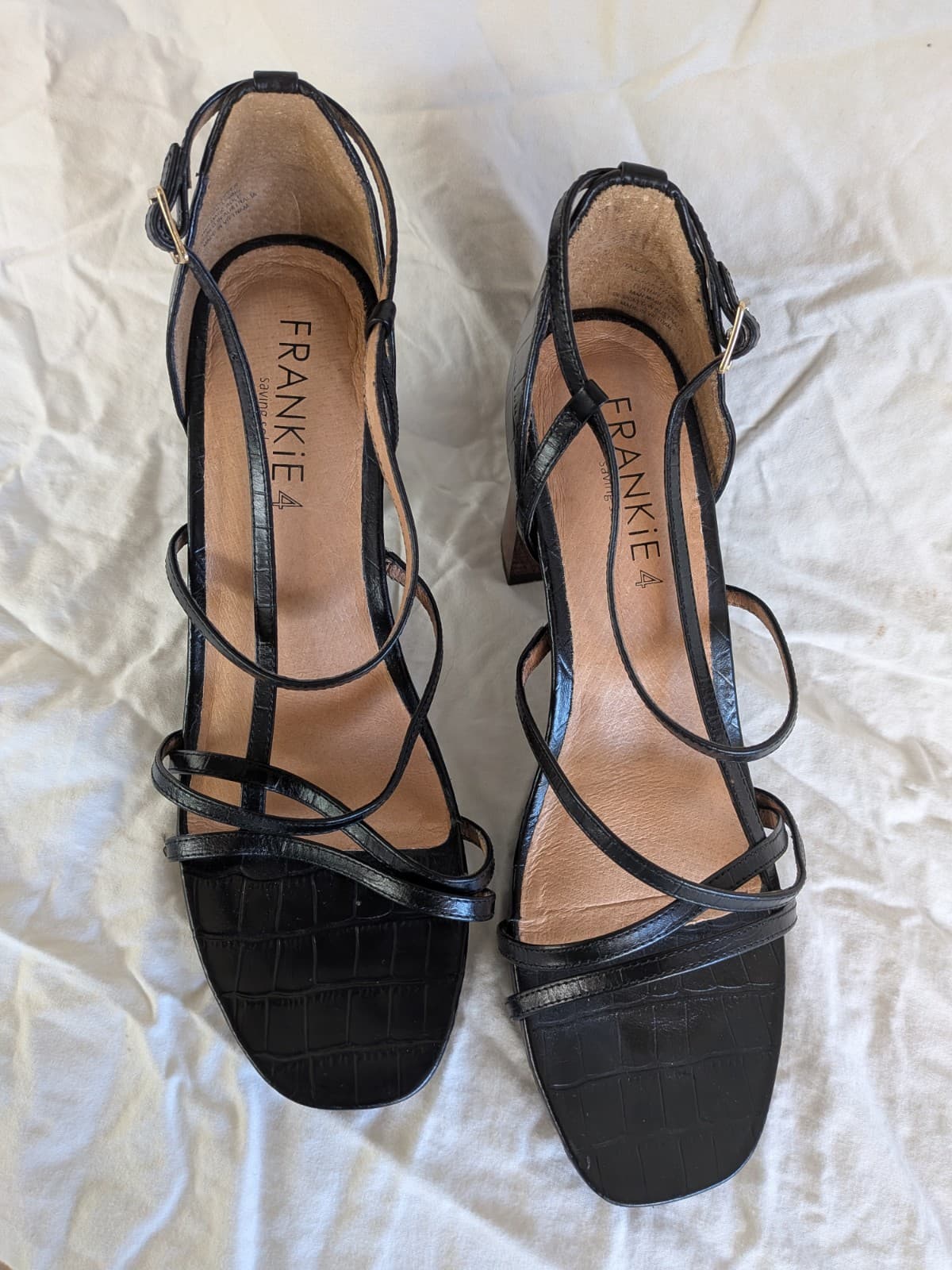Frankie4 Paige Heeled Sandals Comfort Orthotic Black Leather Block Heel Size 9.5 — photo 3 of 10