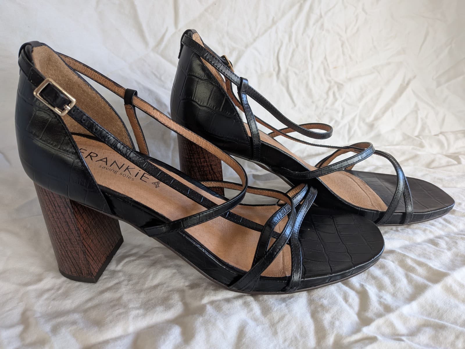 Frankie4 Paige Heeled Sandals Comfort Orthotic Black Leather Block Heel Size 9.5 — photo 4 of 10