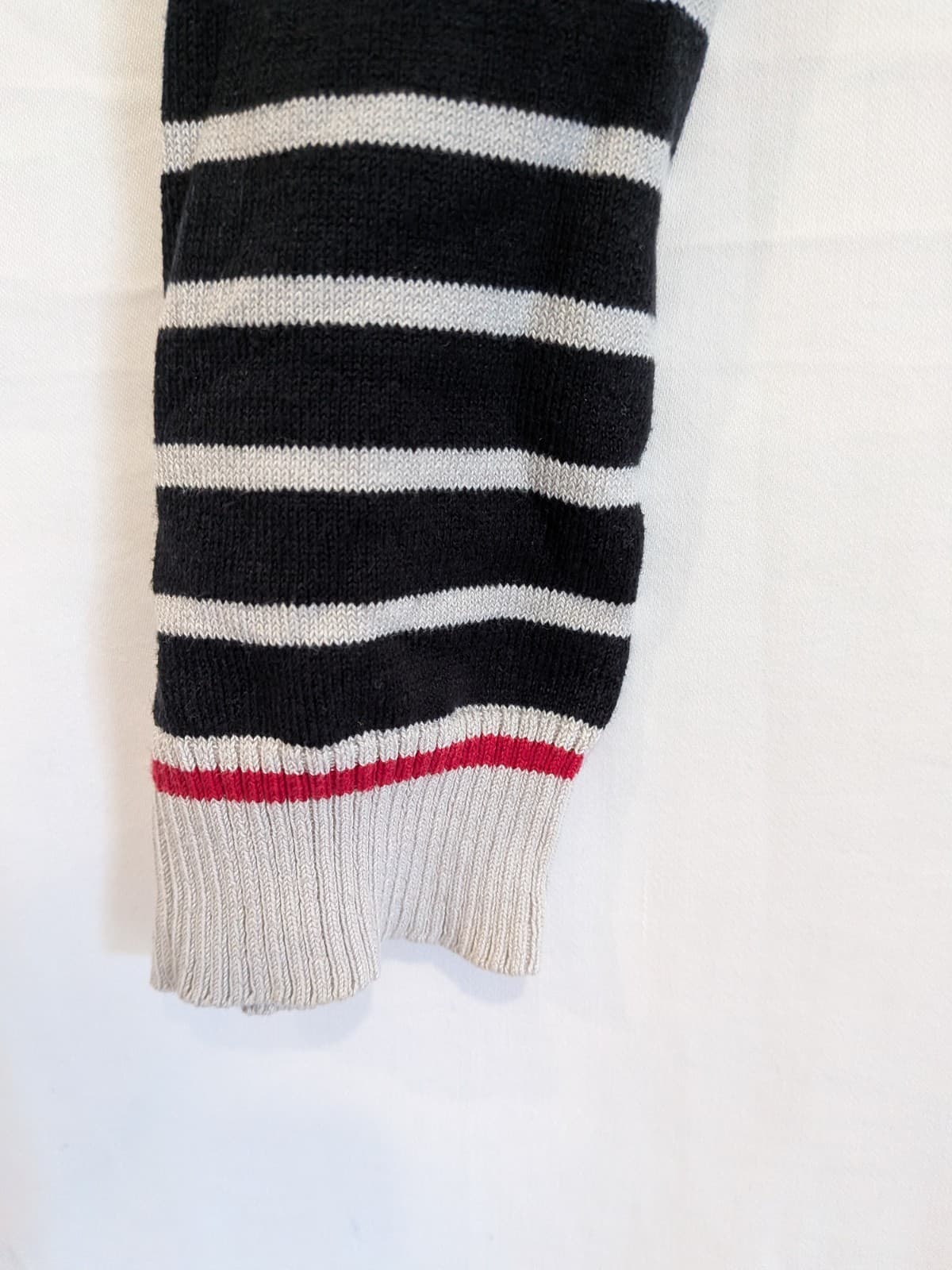 MNG Mango Cardigan Size AU 10 US 6 Black White Stripe Silk Blend Nautical Preppy — photo 8 of 11