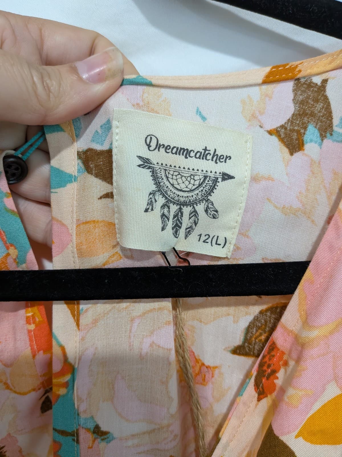 Dreamcatcher Dress Size 12 Boho Floral Maxi Pink Peach Wrap Festival Resort — photo 8 of 11