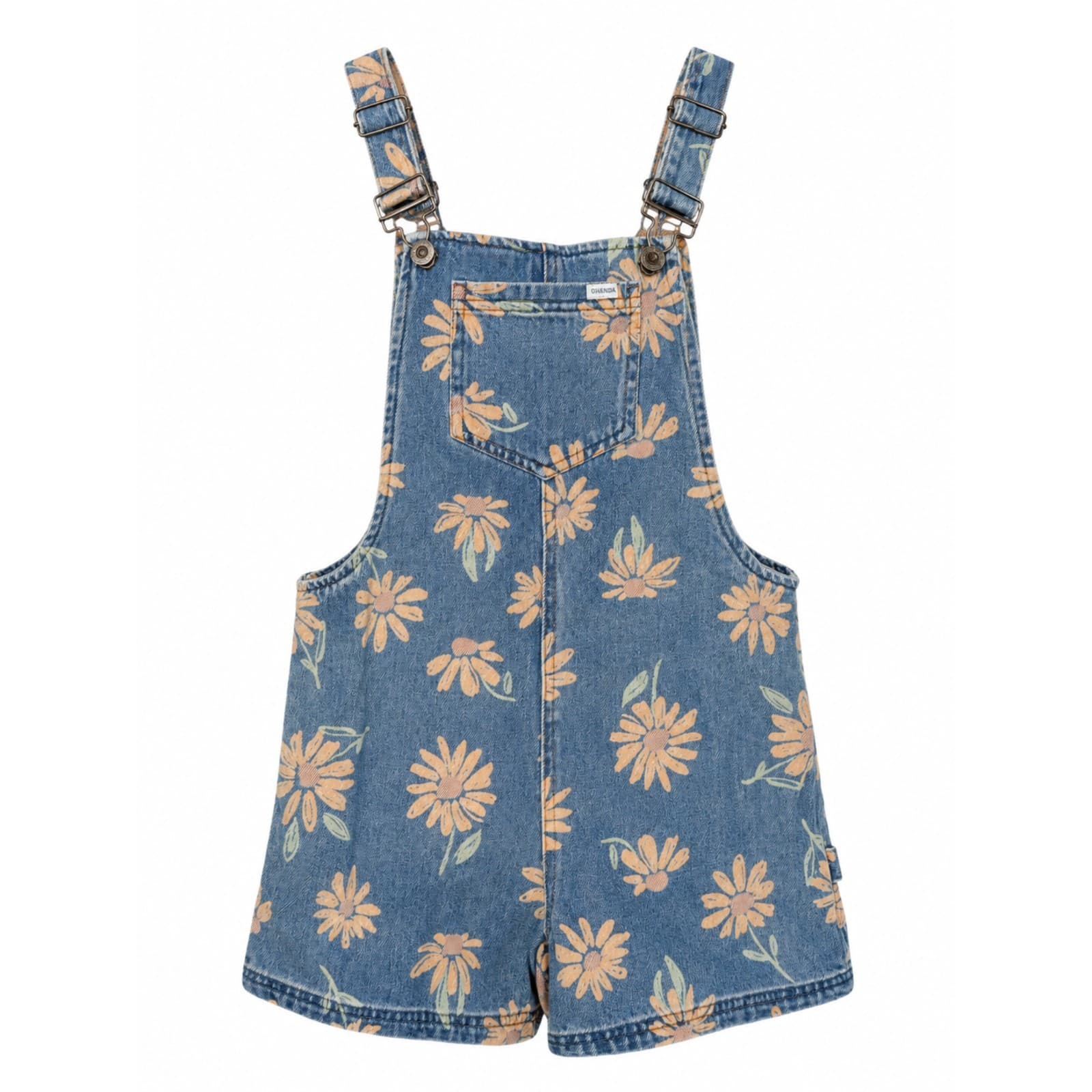 Ghanda Denim Floral Playsuit Overalls Size 7 8 AUS Blue Dungarees Daisy... — photo 1 of 12