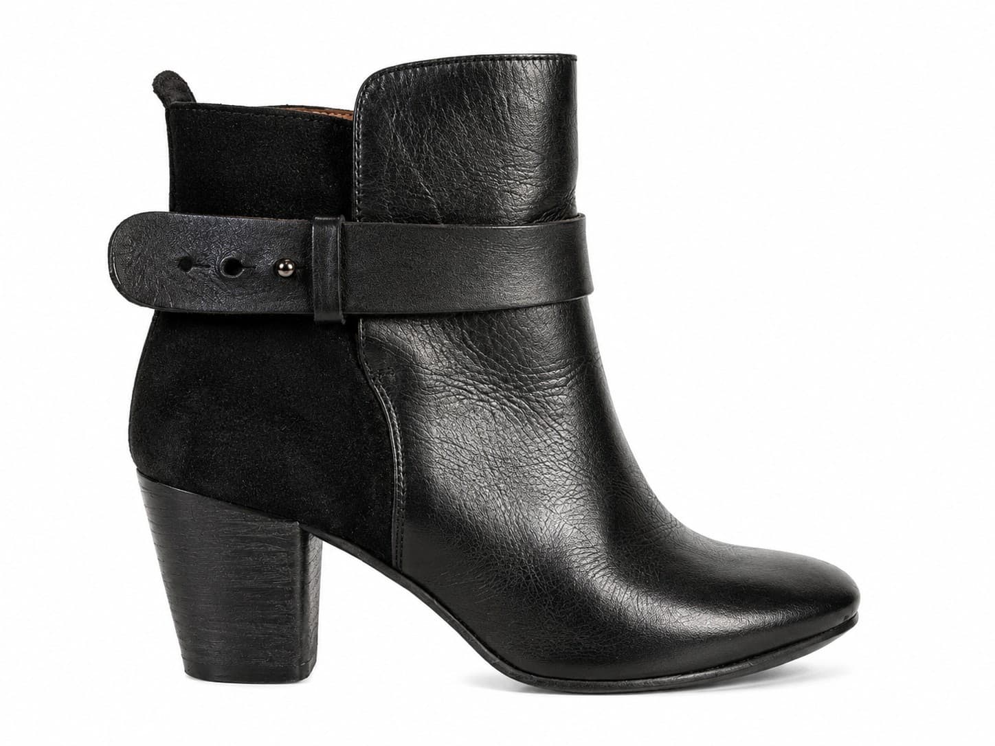 Wittner Black Leather Ankle Boots Size AU 6 EU 37 Block Heel Zip Biker Boot — photo 1 of 11