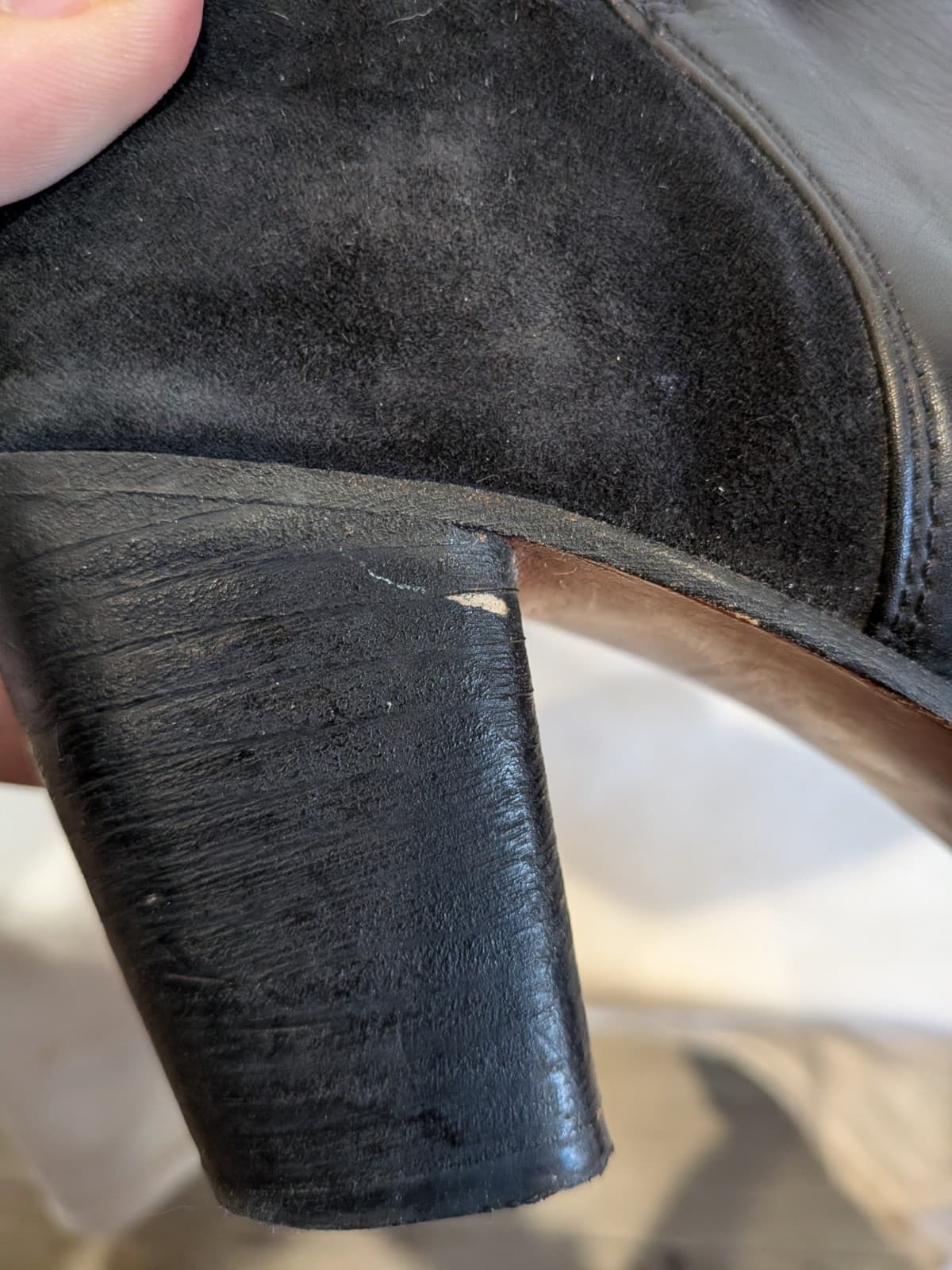 Wittner Black Leather Ankle Boots Size AU 6 EU 37 Block Heel Zip Biker Boot — photo 5 of 11