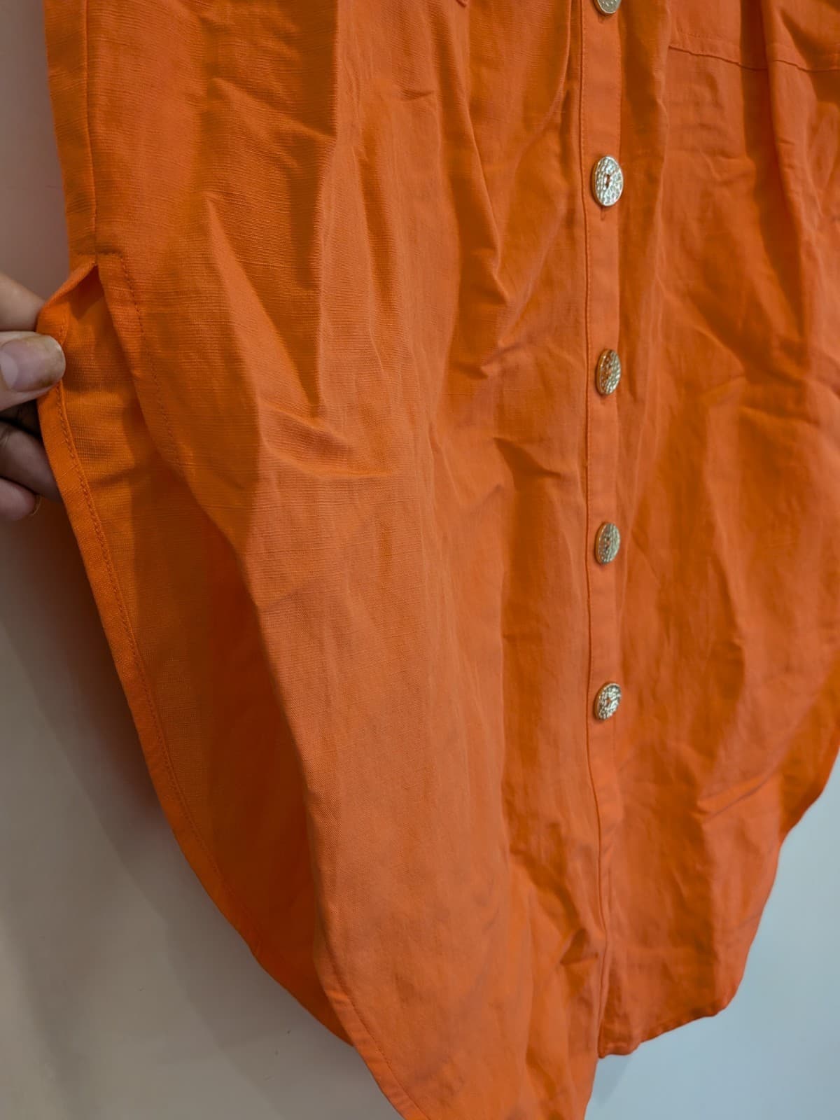 Sheike Orange Linen Blend Midi Skirt Belted Button Front AUS 10 US 6 — photo 3 of 9