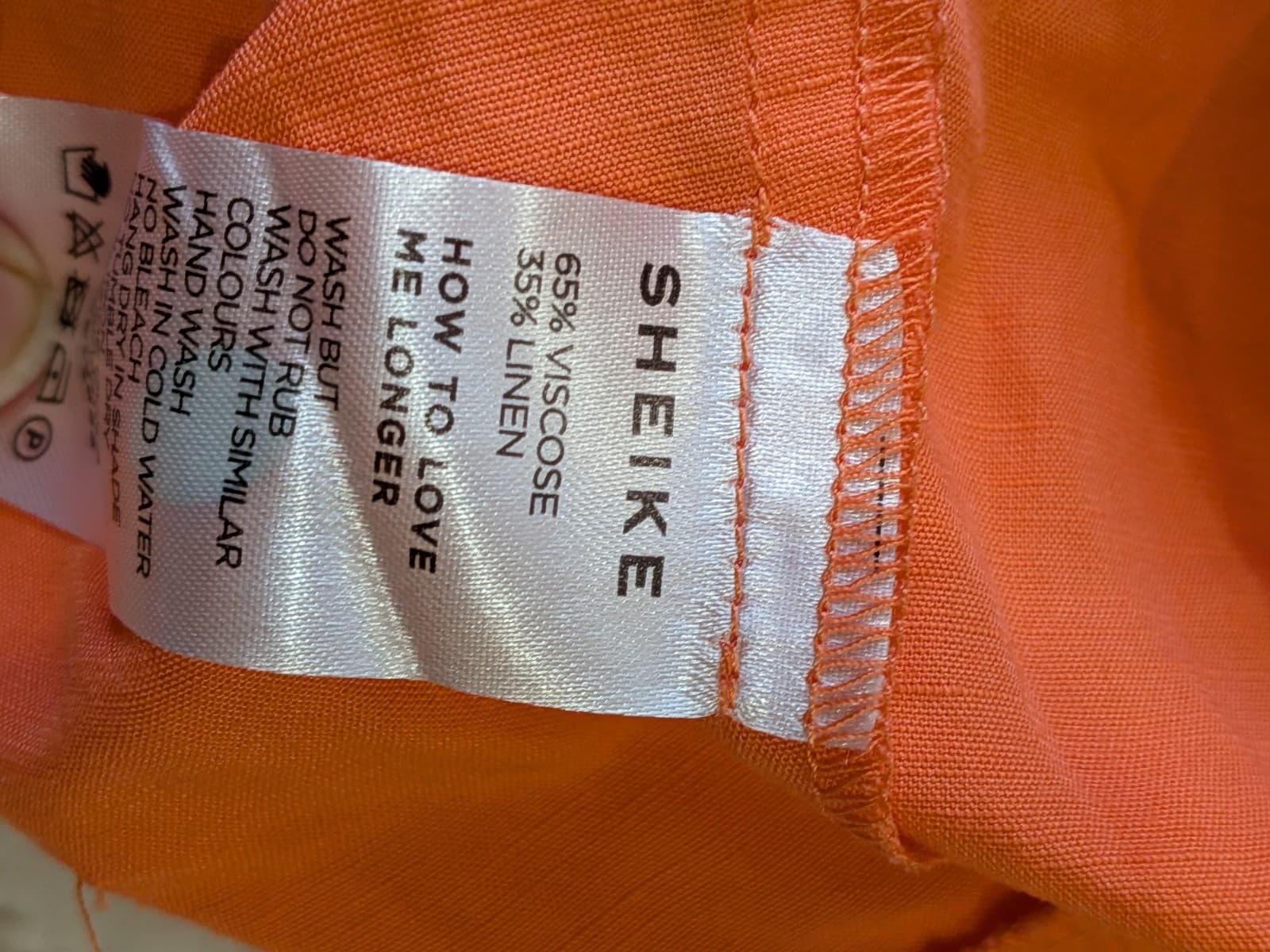 Sheike Orange Linen Blend Midi Skirt Belted Button Front AUS 10 US 6 — photo 9 of 9