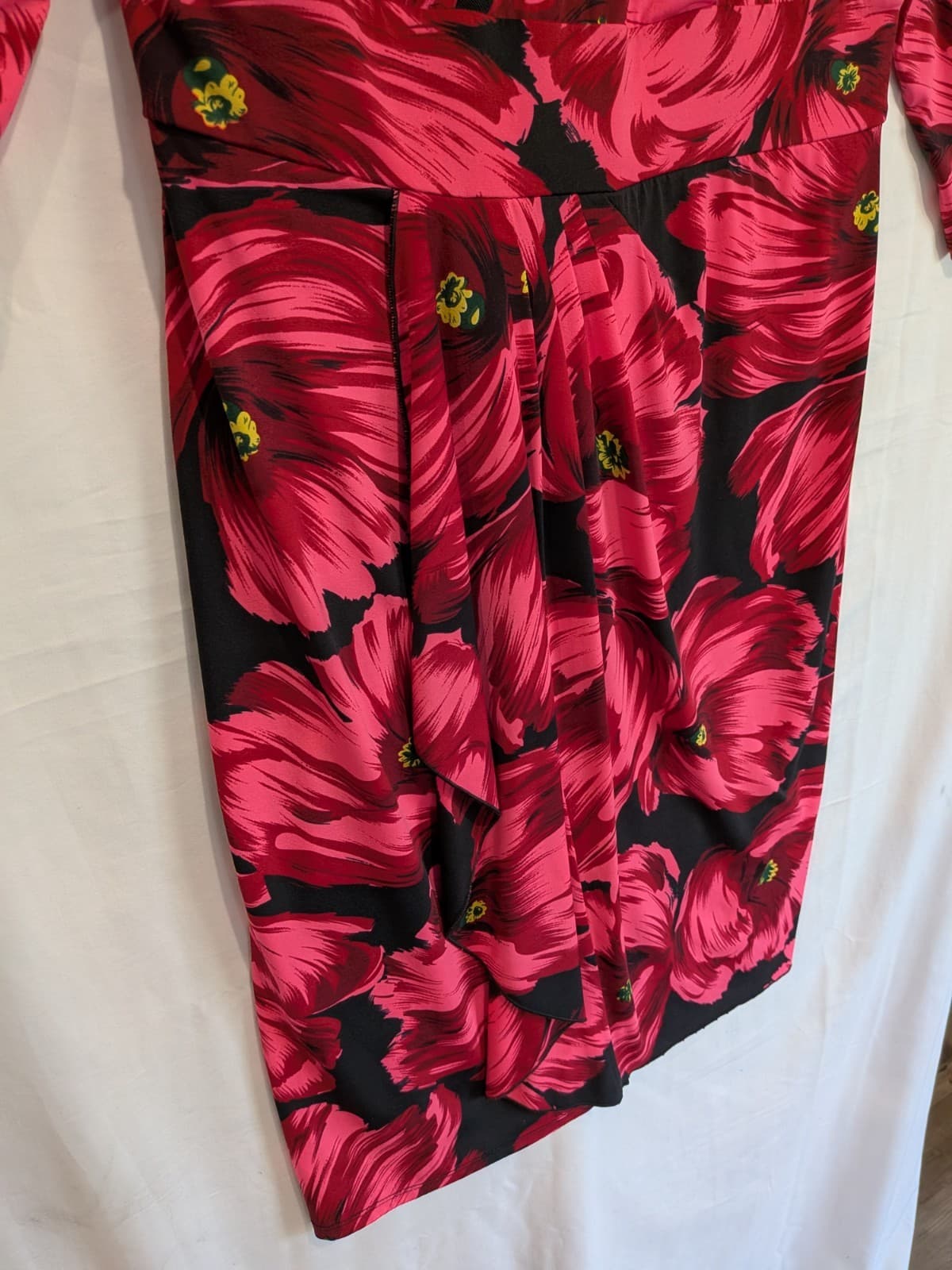 Leona Edmiston Dress AU 10 US 6 Pink Floral Wrap Pencil Cocktail Work Occasion — photo 4 of 15