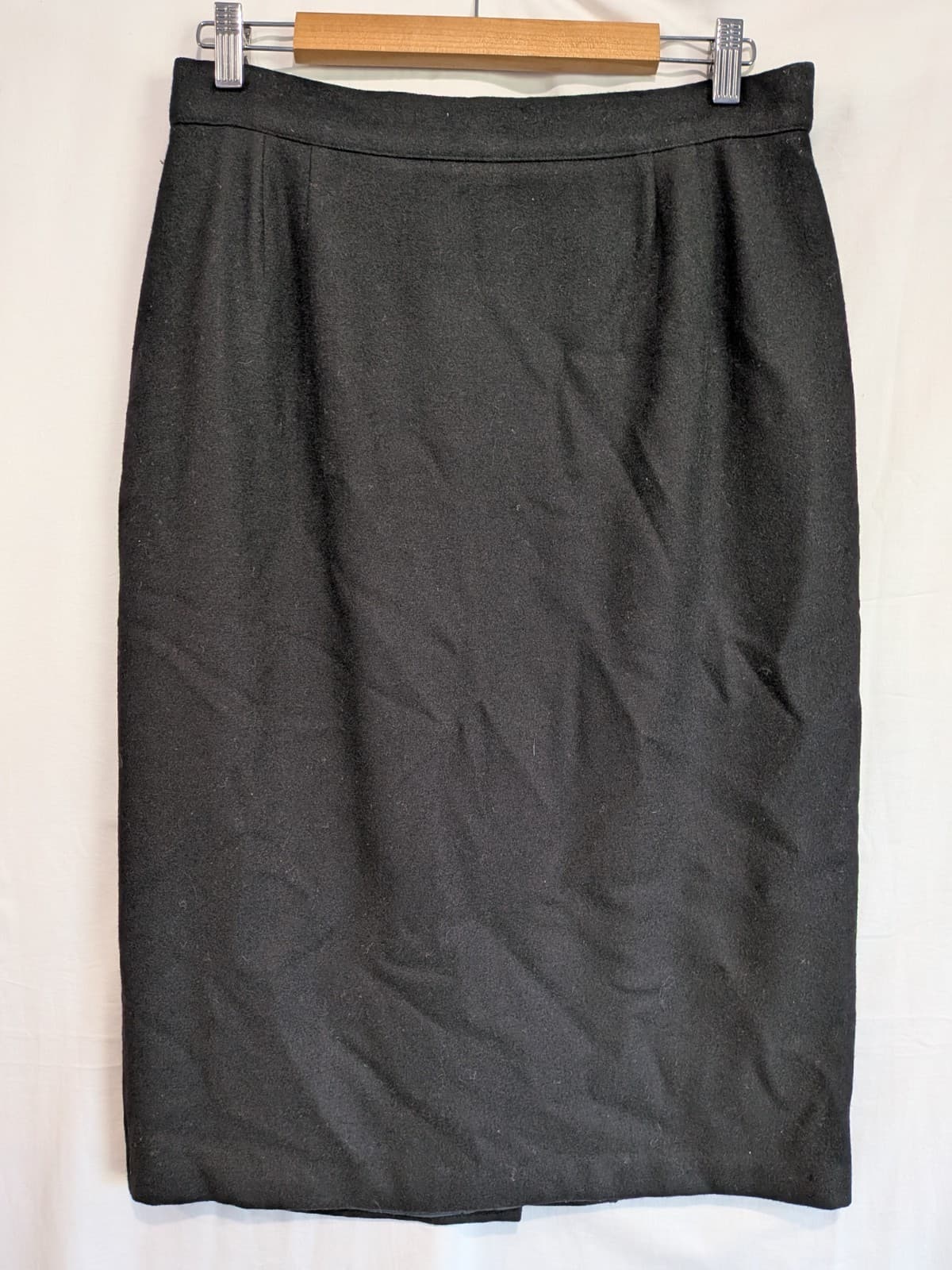 Vintage Perri Cutten Skirt AU 16 US 12 Black Pure New Wool Pencil Corporate — photo 2 of 9