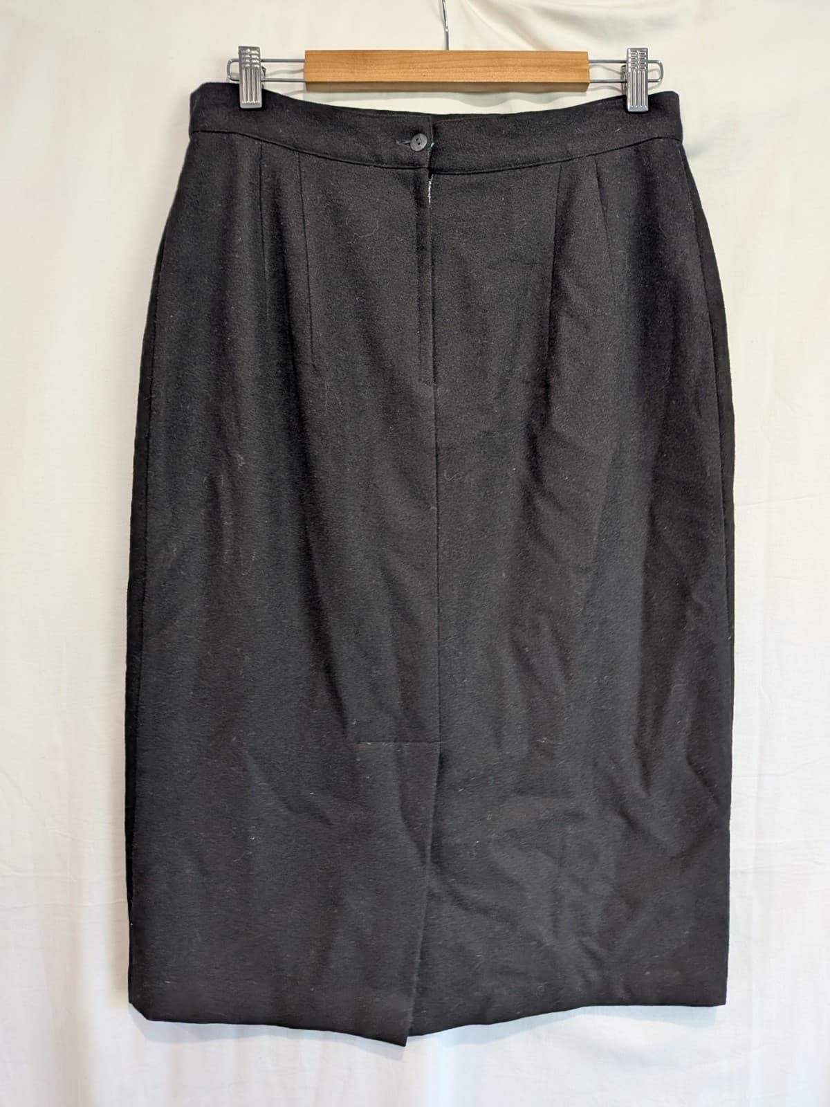 Vintage Perri Cutten Skirt AU 16 US 12 Black Pure New Wool Pencil Corporate — photo 4 of 9