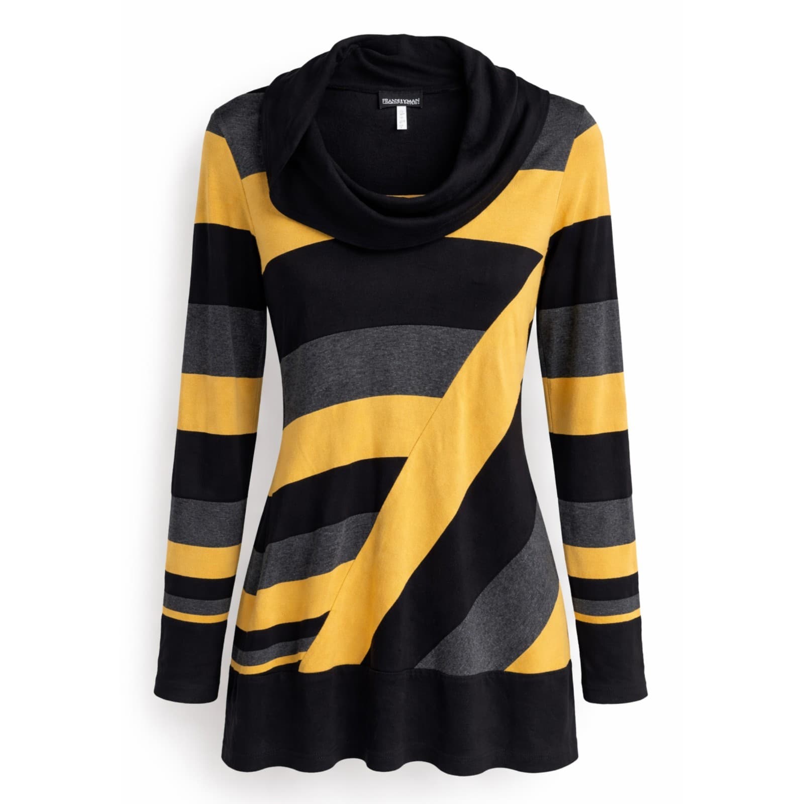 Frank Lyman Tunic Top Size 10 Cowl Neck Stripe Knit — photo 1 of 7