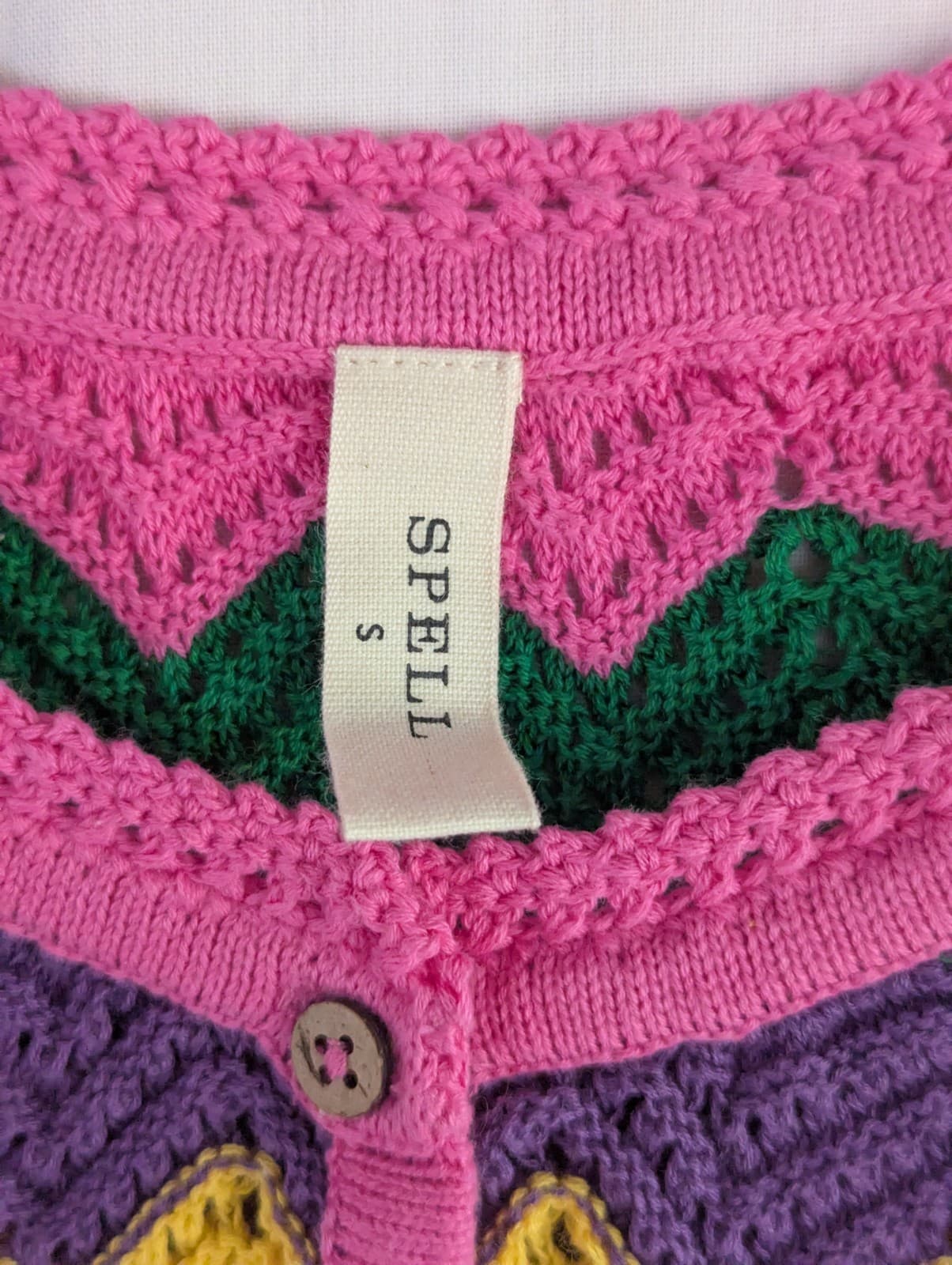 Spell Ziggy Sorbet Y2K Crochet Top Cotton Rainbow Knit Festival Boho Size S — photo 7 of 10