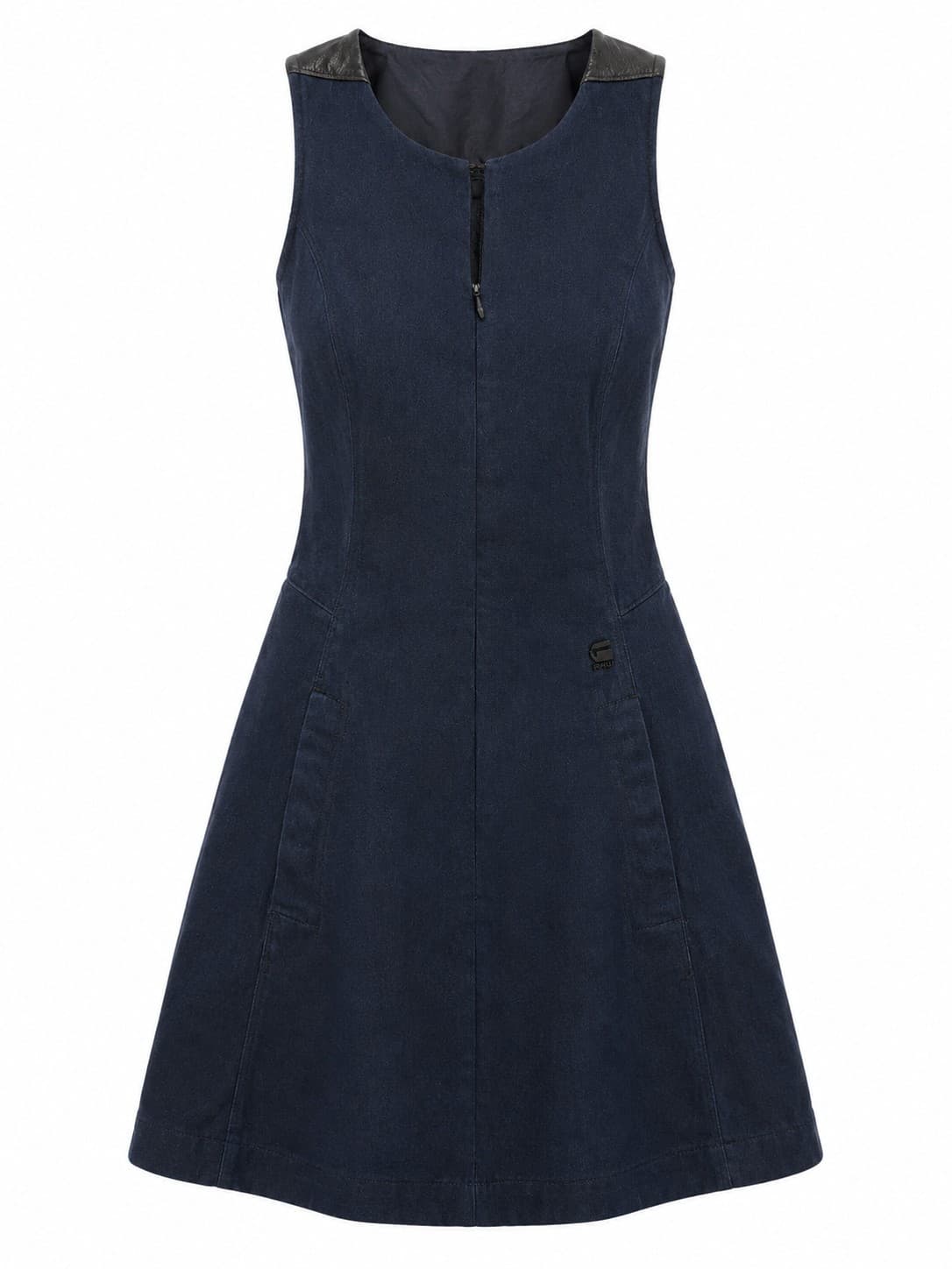 G-Star Raw Denim Borealis Dress S Blue Sleeveless A Line Mini Pocket Casual — photo 2 of 12