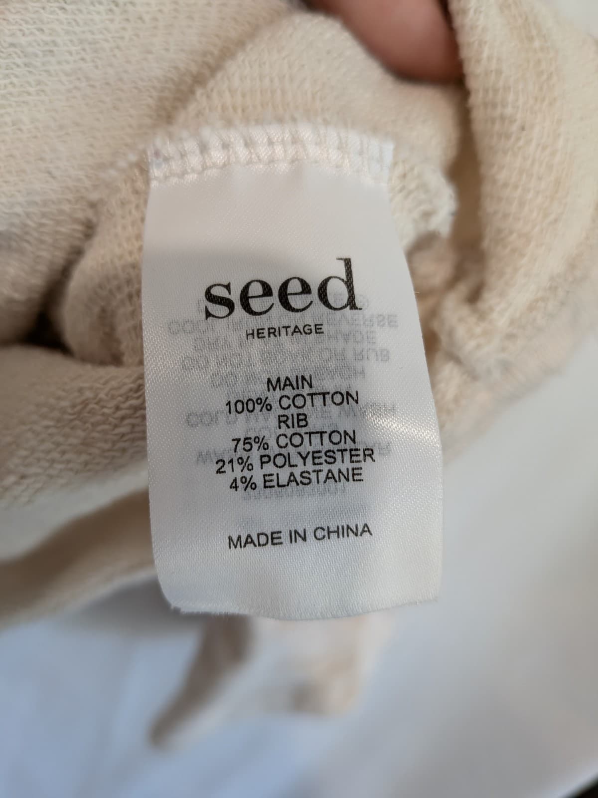 Seed Heritage Sweatshirt Jumper Size L Cream Cotton Roll Neck Oversized — photo 7 of 11