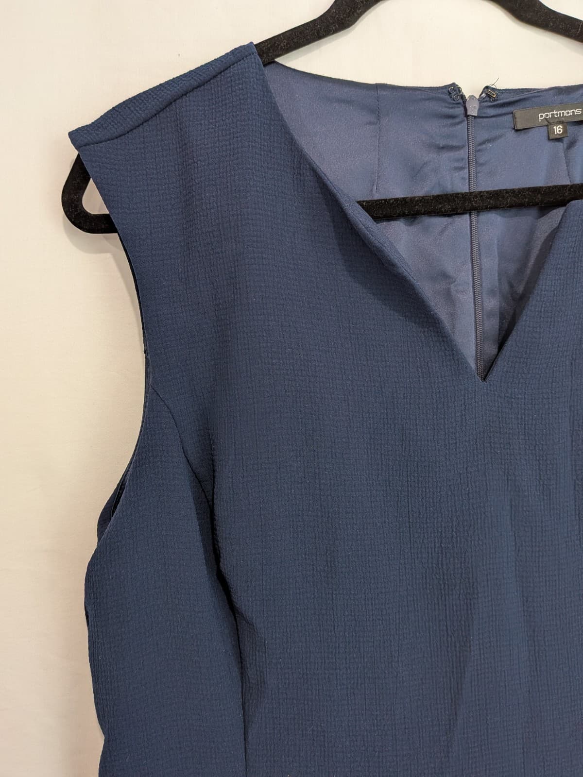 Portmans Dress Size 16 Plus Size Navy Mini Fit Flare Textured Sleeveless Party — photo 5 of 10