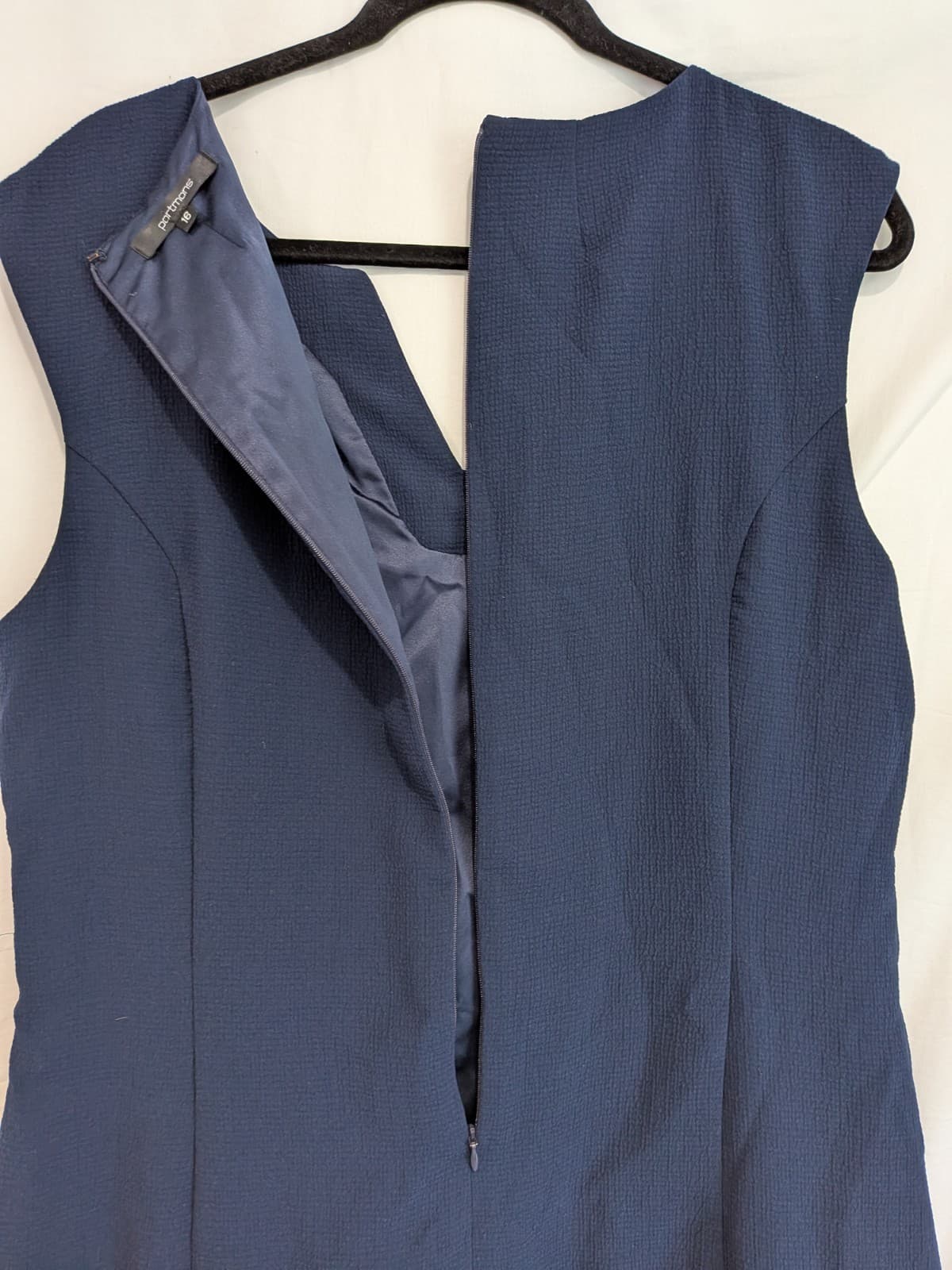 Portmans Dress Size 16 Plus Size Navy Mini Fit Flare Textured Sleeveless Party — photo 10 of 10