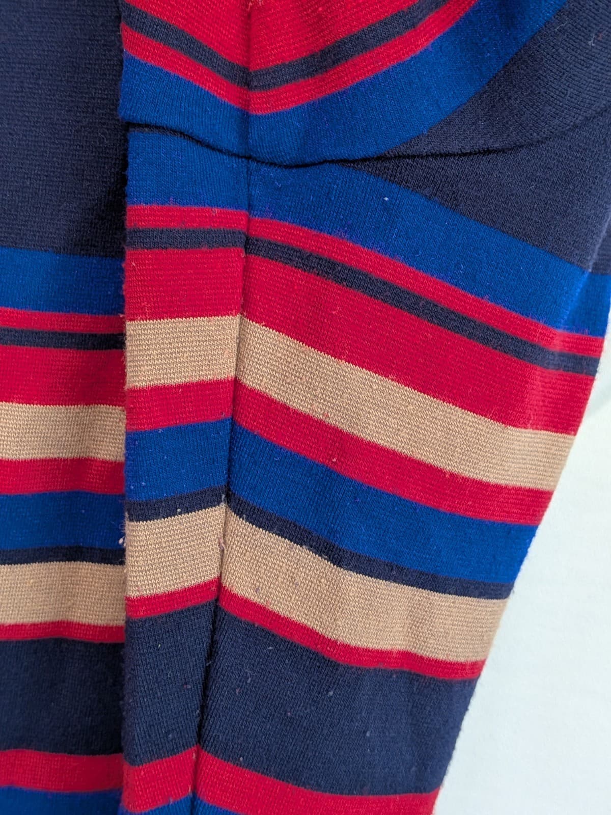 Review Dress Size 16 Navy Stripe Knit Midi Dress Red Blue Beige Stretch — photo 10 of 11