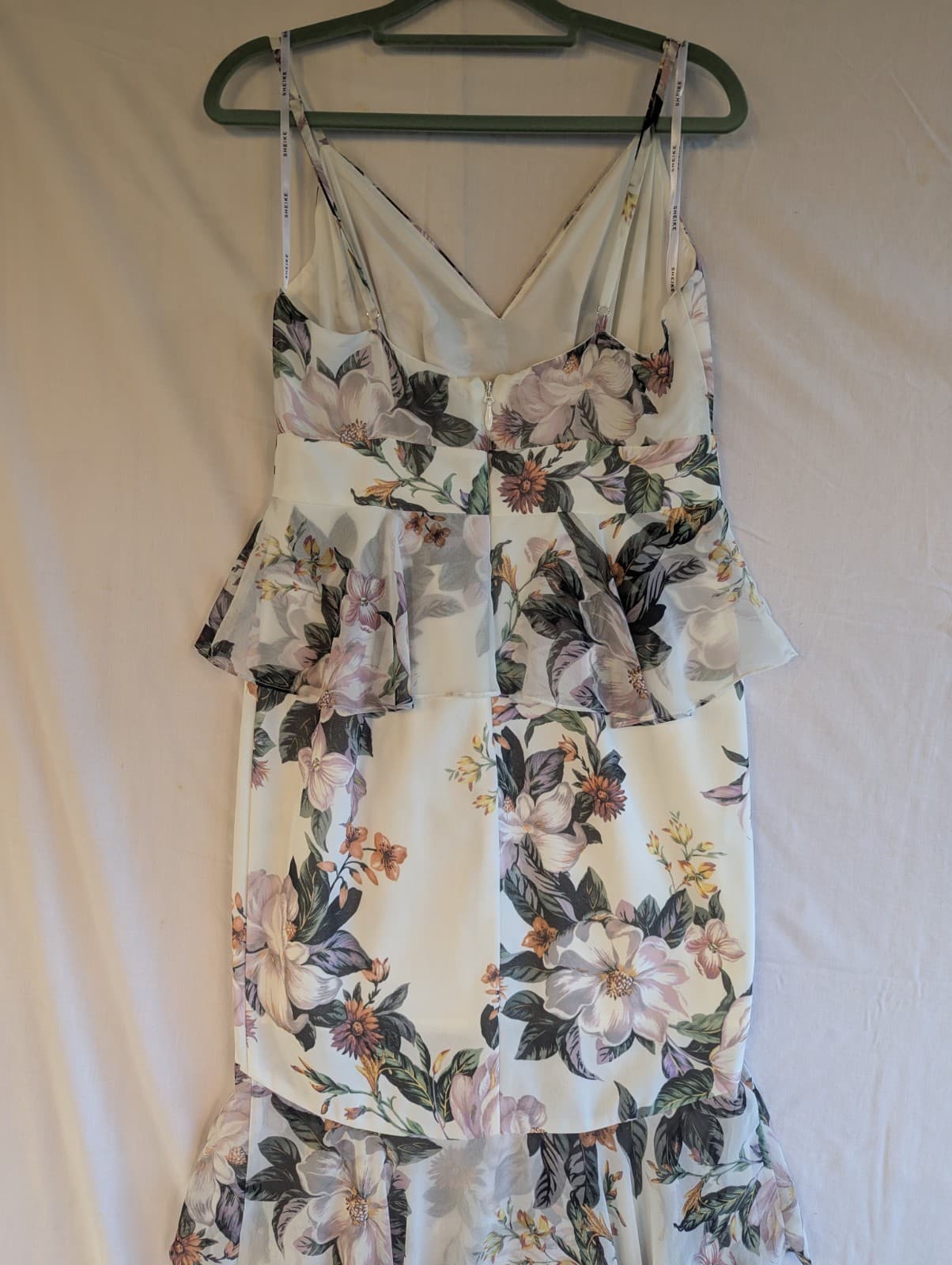 Sheike Dress White Floral Maxi High Low Ruffle Hem Wedding Guest Size 10 AU 6 US — photo 9 of 15