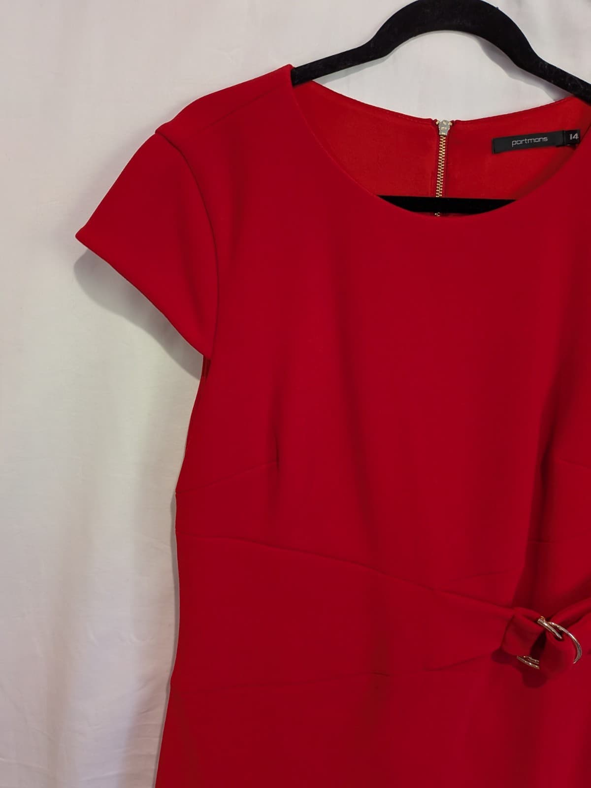 Portmans Dress Size AUS 14 US 10 Red Knee Length Pencil Sheath Corporate Work — photo 4 of 7