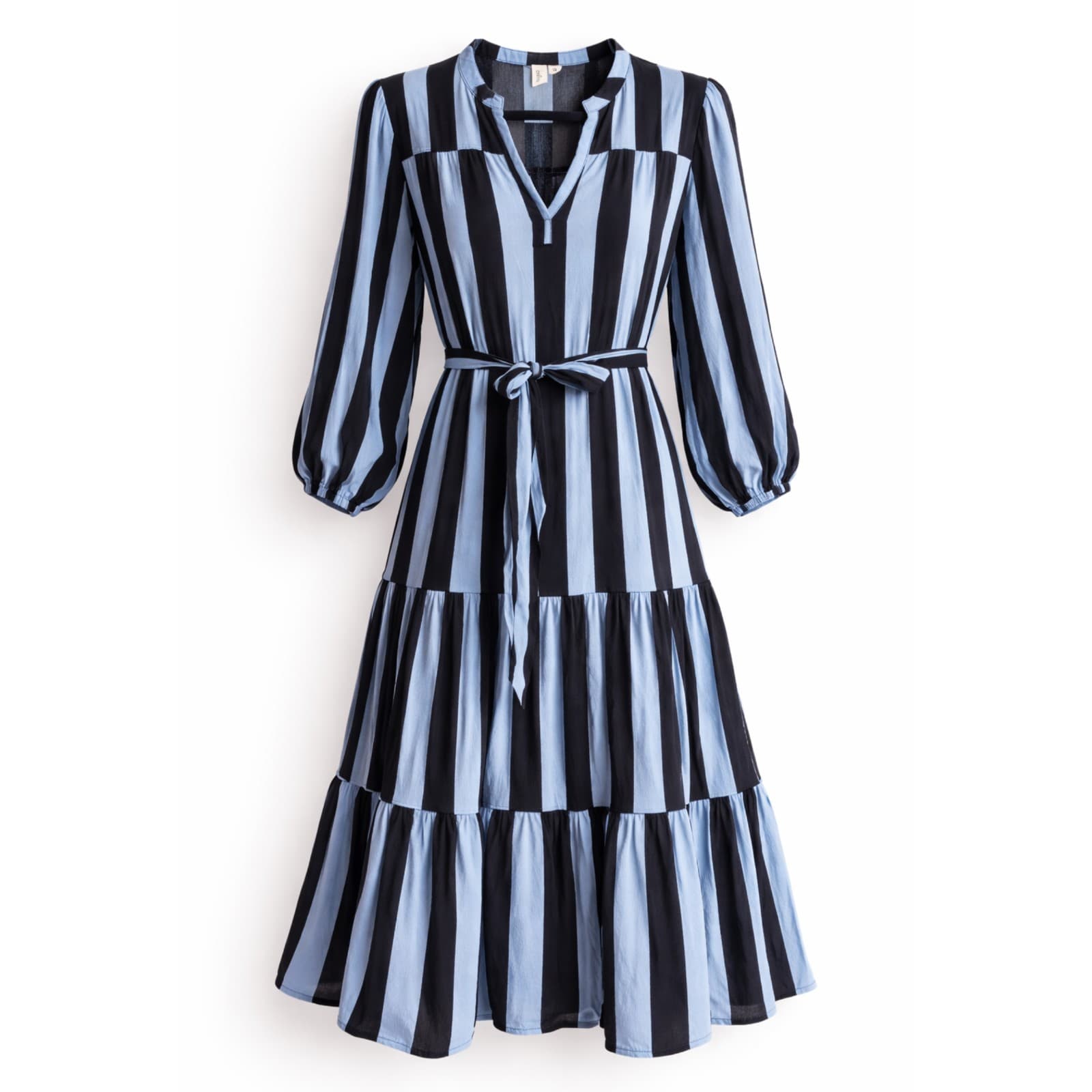 Adorne Midi Dress Size 10 Blue Stripe Tie Waist Viscose Casual Midi Summer — photo 1 of 9
