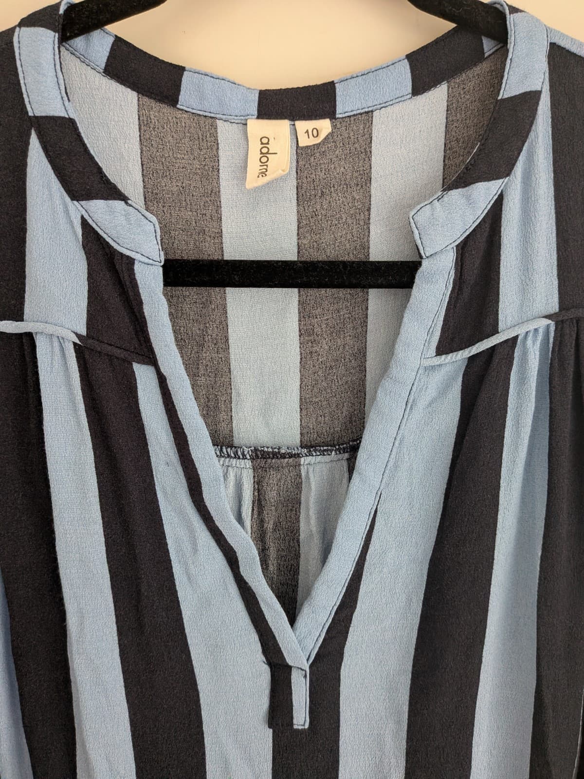 Adorne Midi Dress Size 10 Blue Stripe Tie Waist Viscose Casual Midi Summer — photo 5 of 9