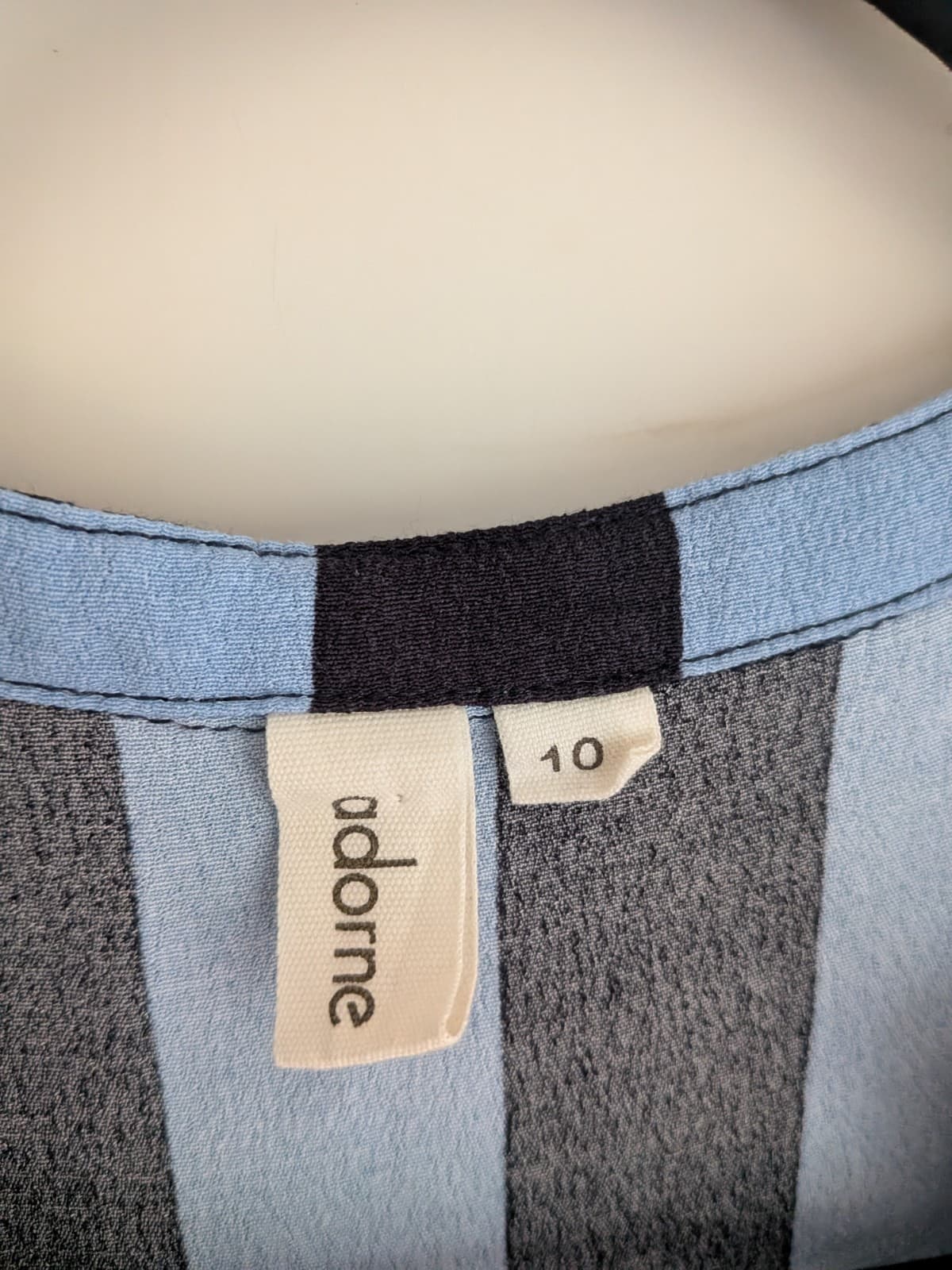 Adorne Midi Dress Size 10 Blue Stripe Tie Waist Viscose Casual Midi Summer — photo 7 of 9
