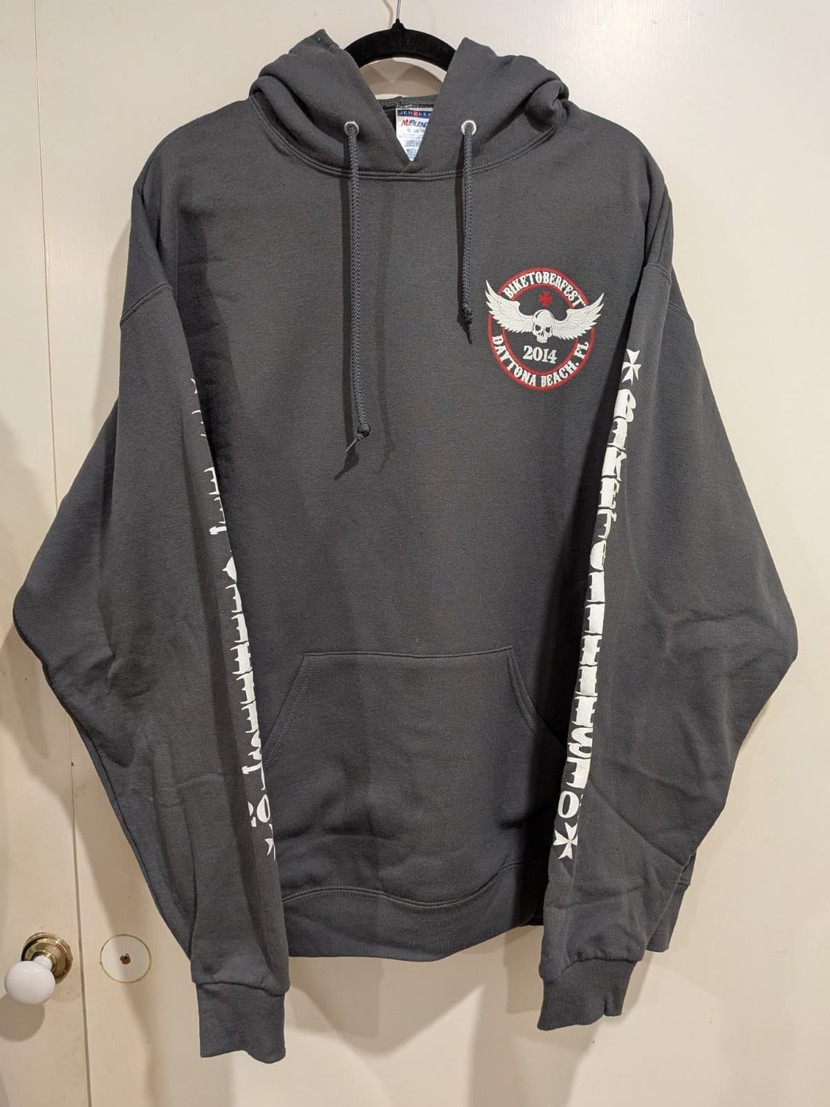 Motorcycle Jerzees Biketoberfest Hoodie Daytona Beach 2014 Skull Wings XL — photo 2 of 8