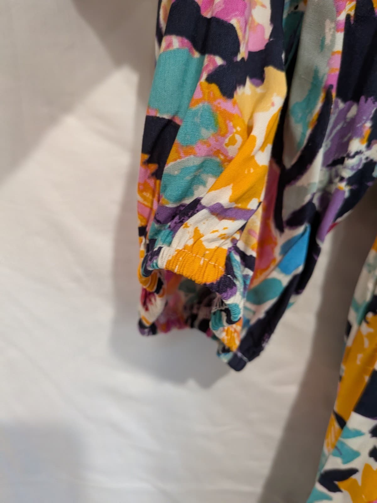 Ava Mia Dress Size 12 Boho Floral Maxi Multicolor Tiered Resort Festival Rayon — photo 4 of 10