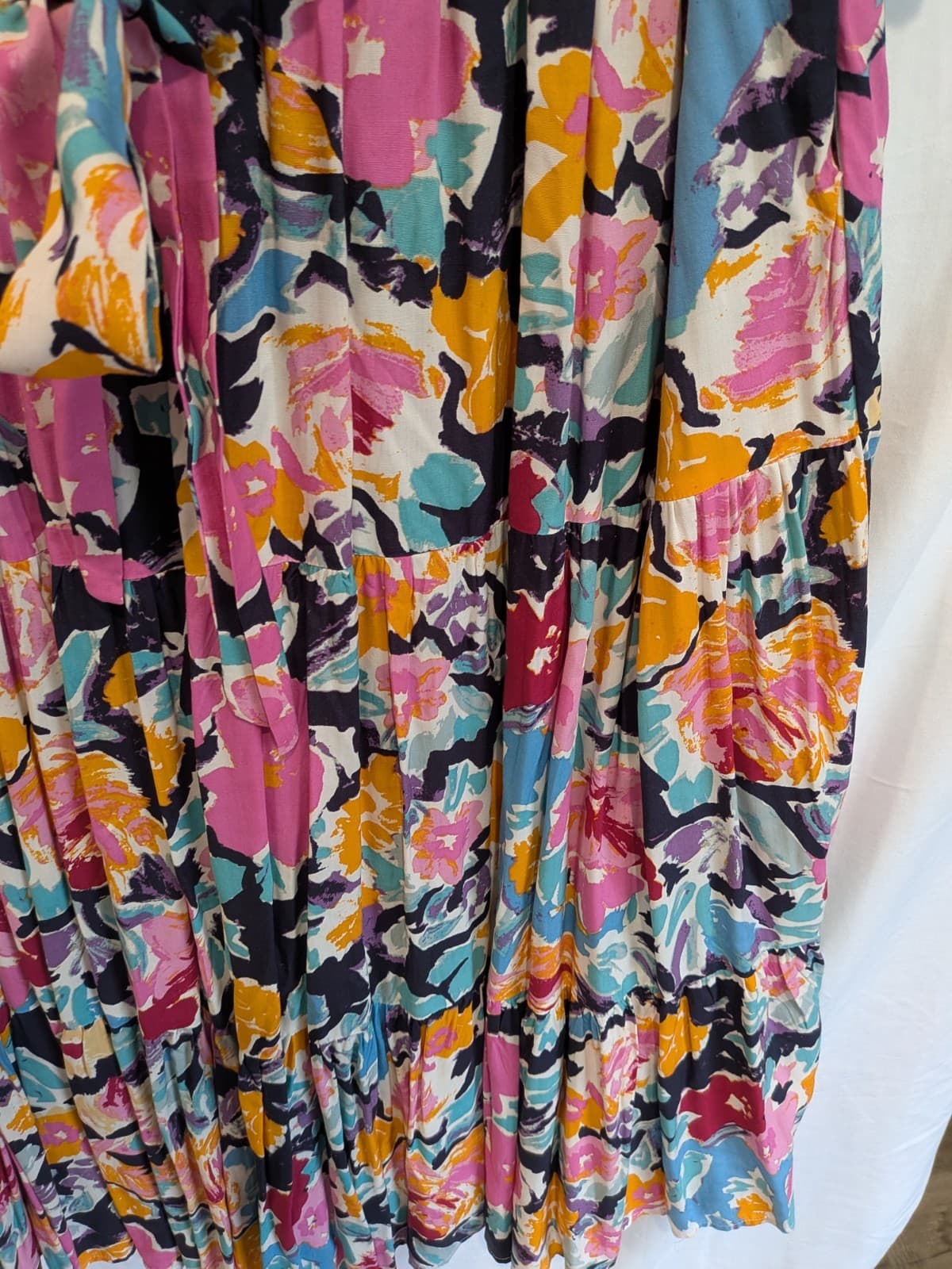 Ava Mia Dress Size 12 Boho Floral Maxi Multicolor Tiered Resort Festival Rayon — photo 9 of 10