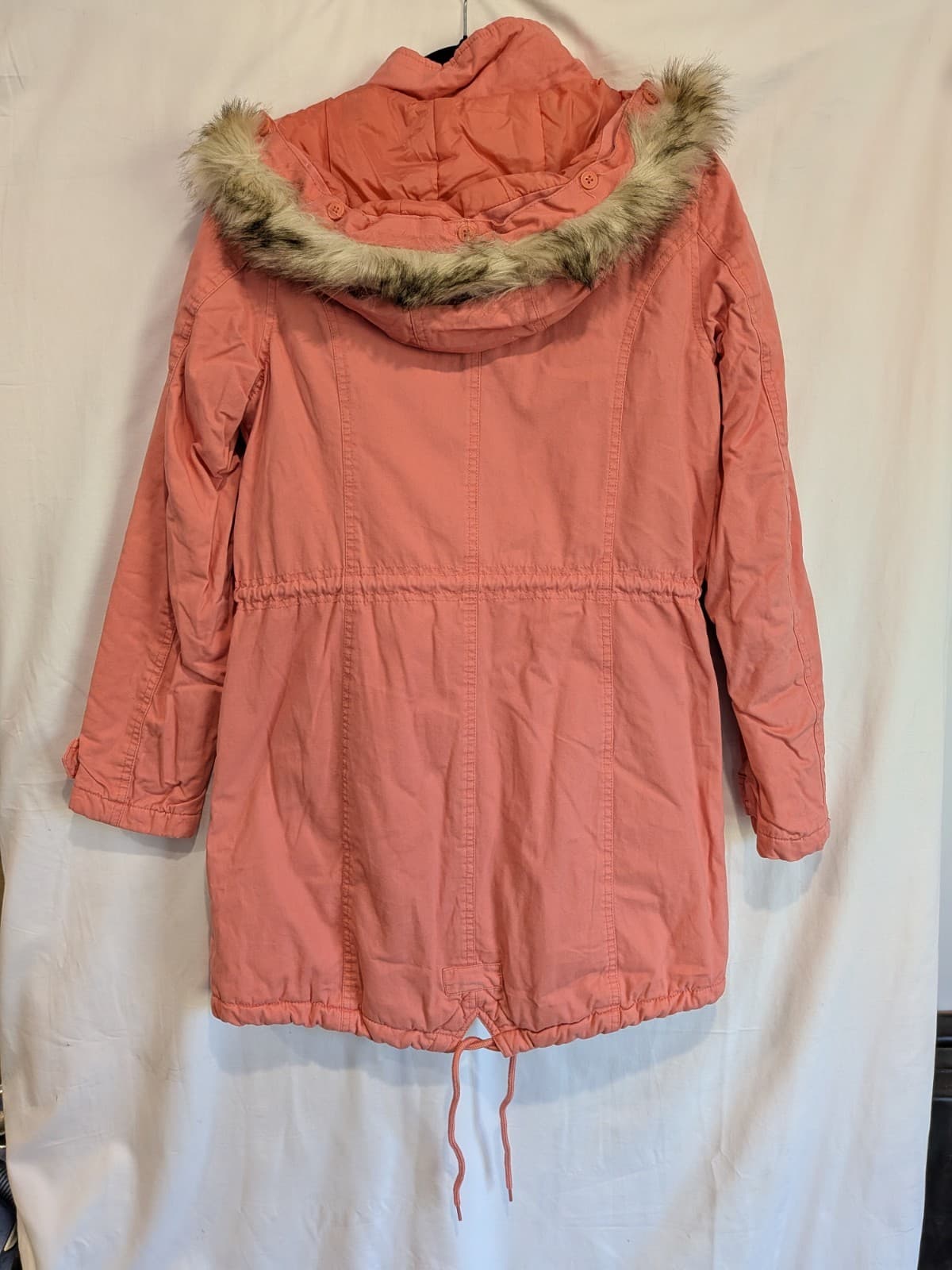 Giordano Parka Jacket Size L Pink Faux Fur Lined Hooded Winter Coat Warm Casual — photo 15 of 16
