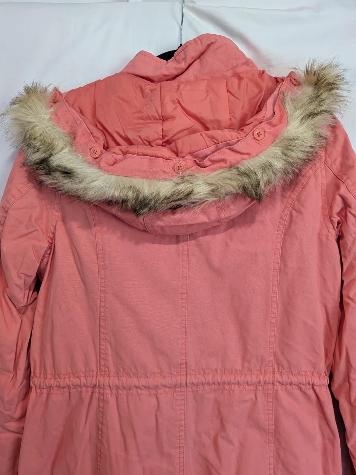 Giordano Parka Jacket Size L Pink Faux Fur Lined Hooded Winter Coat Warm Casual — photo 16 of 16