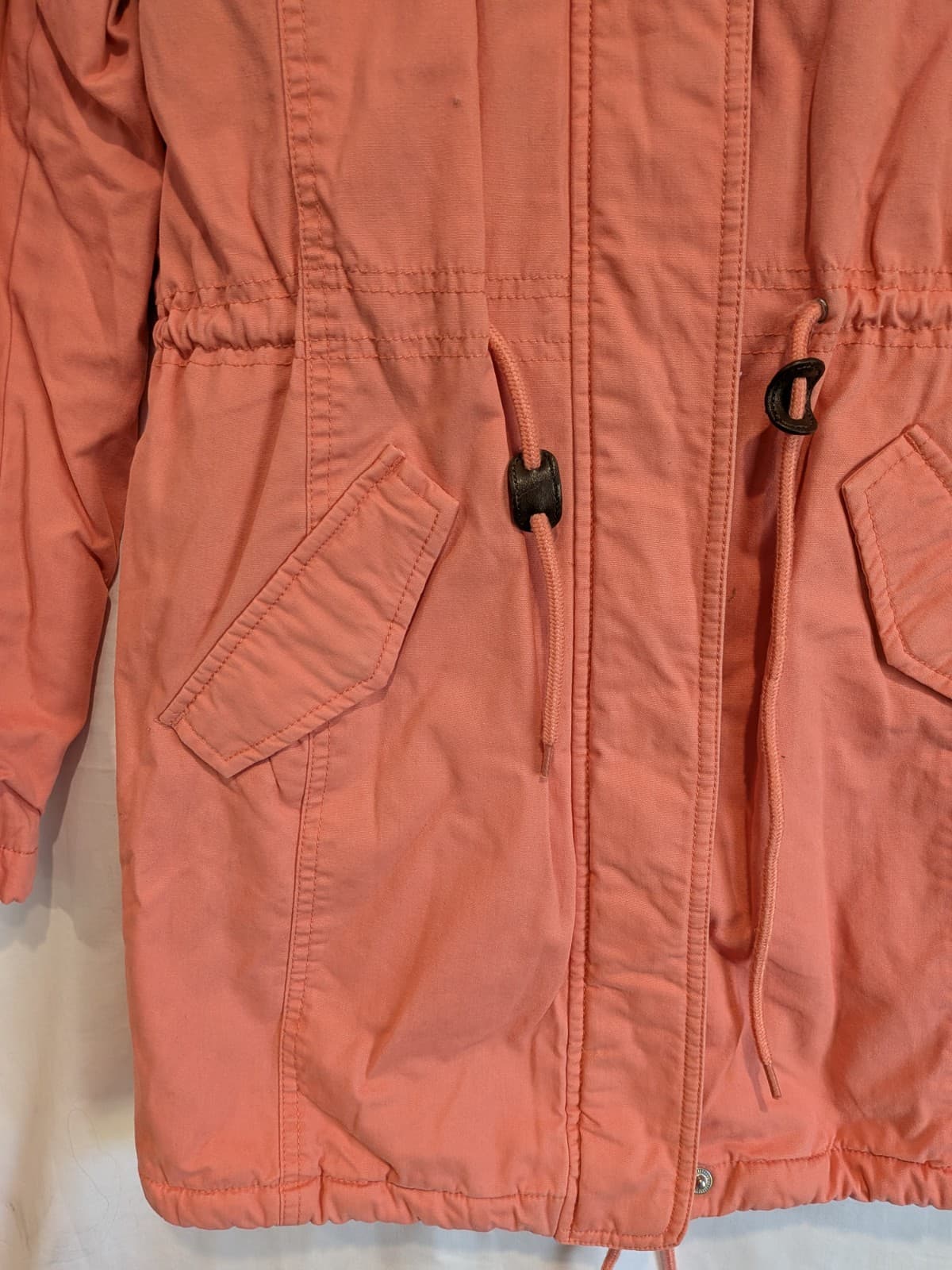 Giordano Parka Jacket Size L Pink Faux Fur Lined Hooded Winter Coat Warm Casual — photo 4 of 16