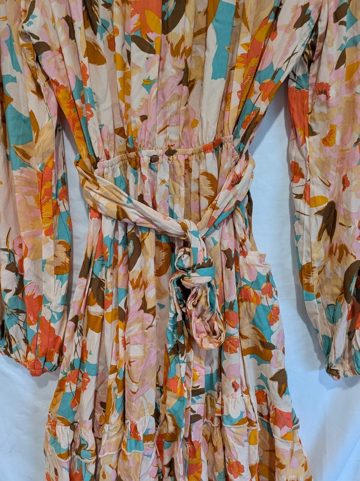 Dreamcatcher Dress Size 12 Boho Floral Wrap Mini Pink Peach Resort Festival — photo 12 of 14
