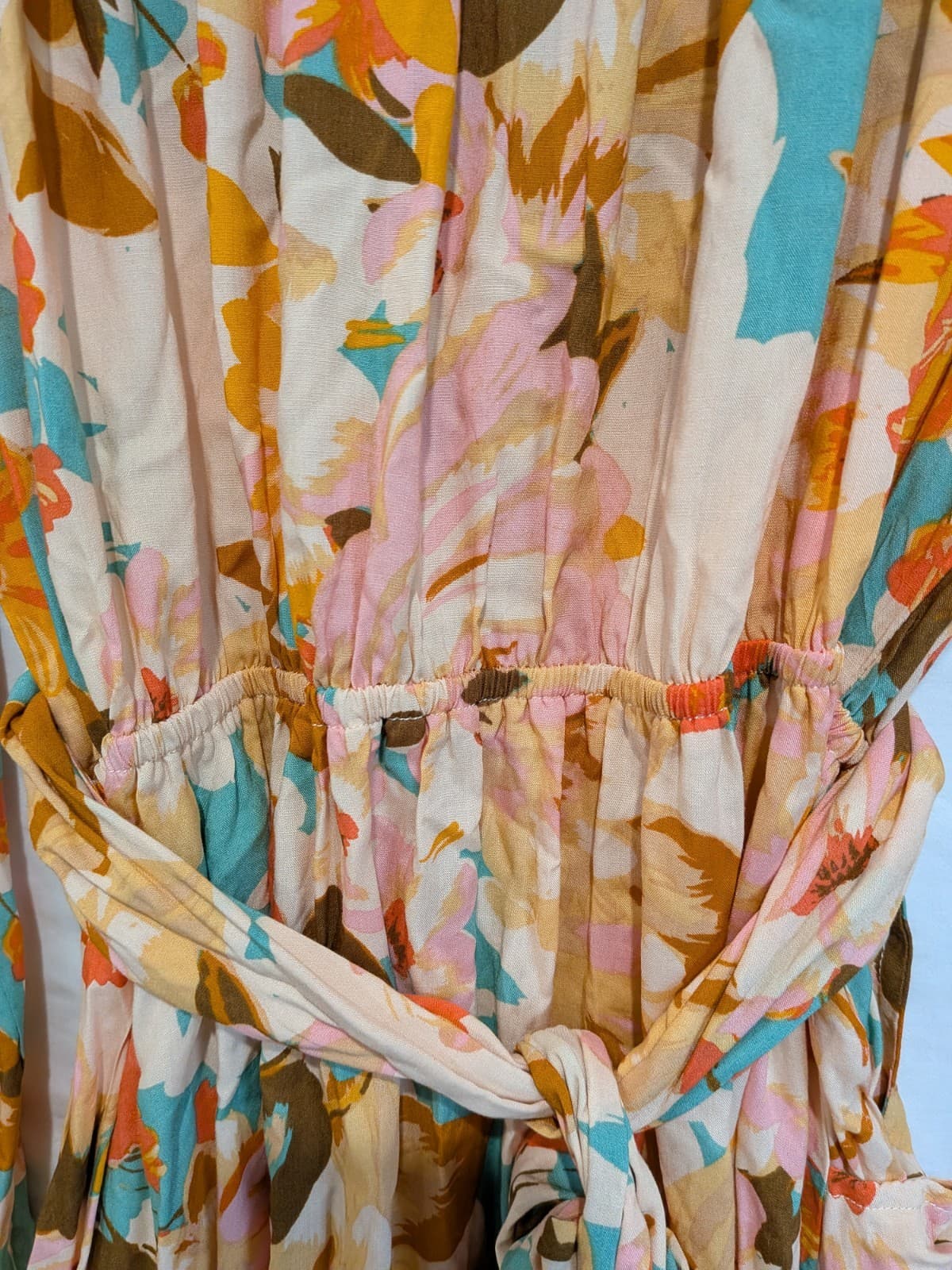 Dreamcatcher Dress Size 12 Boho Floral Wrap Mini Pink Peach Resort Festival — photo 13 of 14