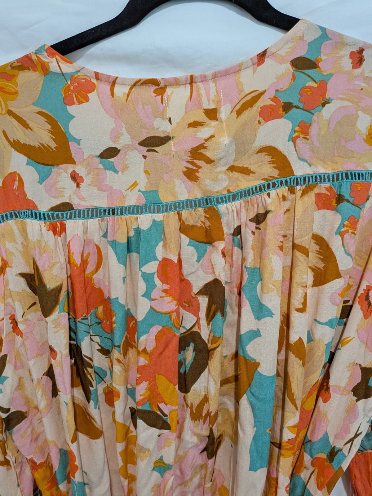 Dreamcatcher Dress Size 12 Boho Floral Wrap Mini Pink Peach Resort Festival — photo 14 of 14