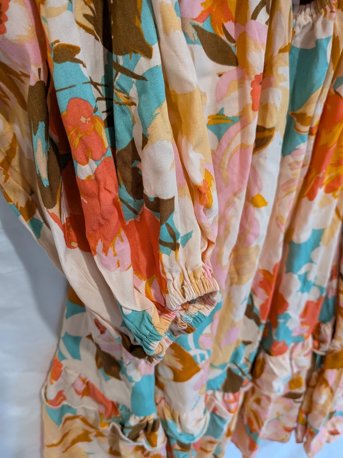 Dreamcatcher Dress Size 12 Boho Floral Wrap Mini Pink Peach Resort Festival — photo 5 of 14