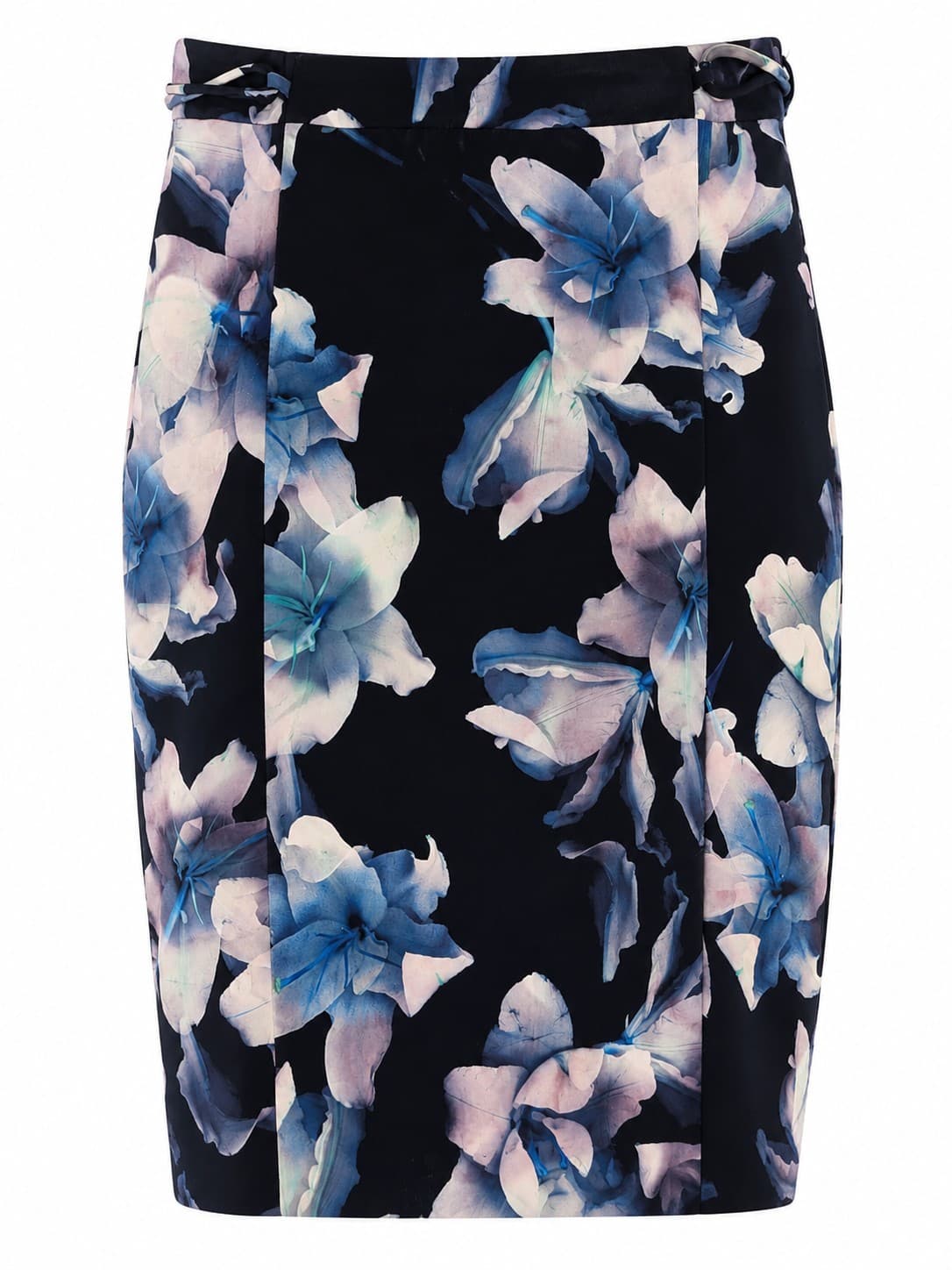 Portmans Floral Pencil Skirt Size 16 Navy Blue Pink Knee Length Work Office — photo 2 of 13