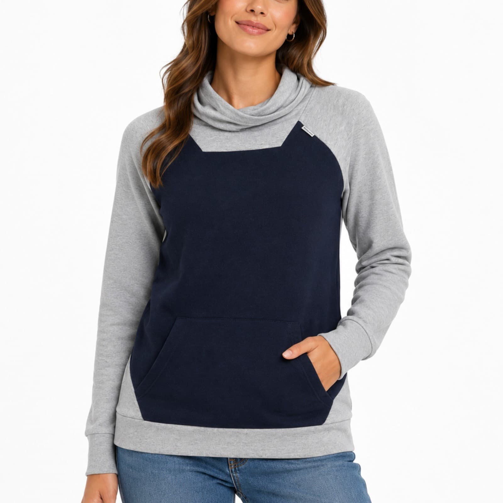 Macpac Hoodie Womens Size 14 Grey Navy Pullover Outdoor Hiking Casual Top — photo 1 of 9