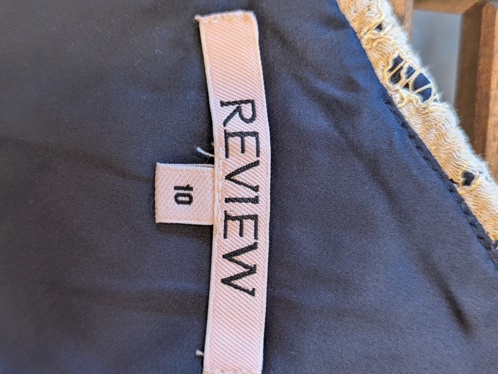 Review Pilina Dress Navy Gold Lace Fit & Flare Cocktail A-Line Size 10 AUS 6 US — photo 5 of 12