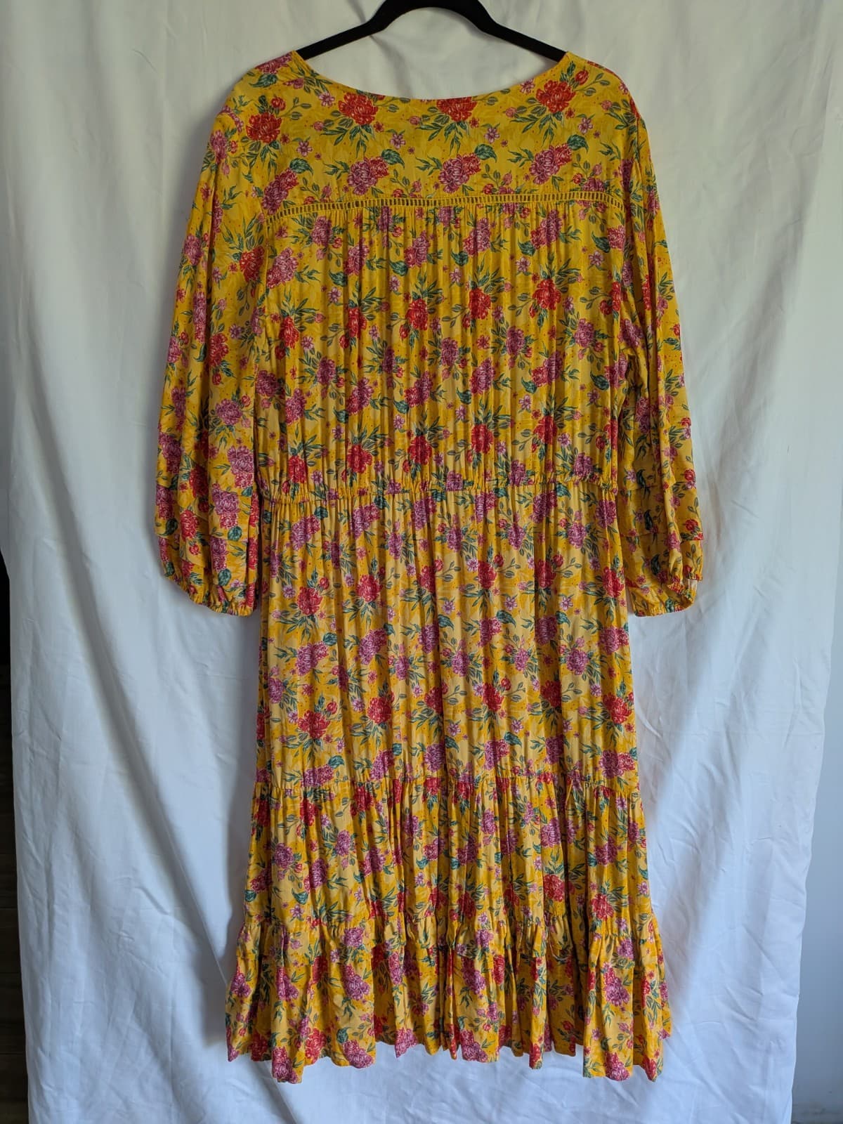 Salty Palm Dress Plus Size 16 2XL Yellow Floral Rayon Boho Resort Button — photo 13 of 13