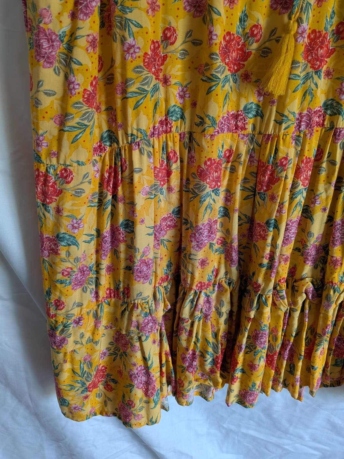 Salty Palm Dress Plus Size 16 2XL Yellow Floral Rayon Boho Resort Button — photo 4 of 13